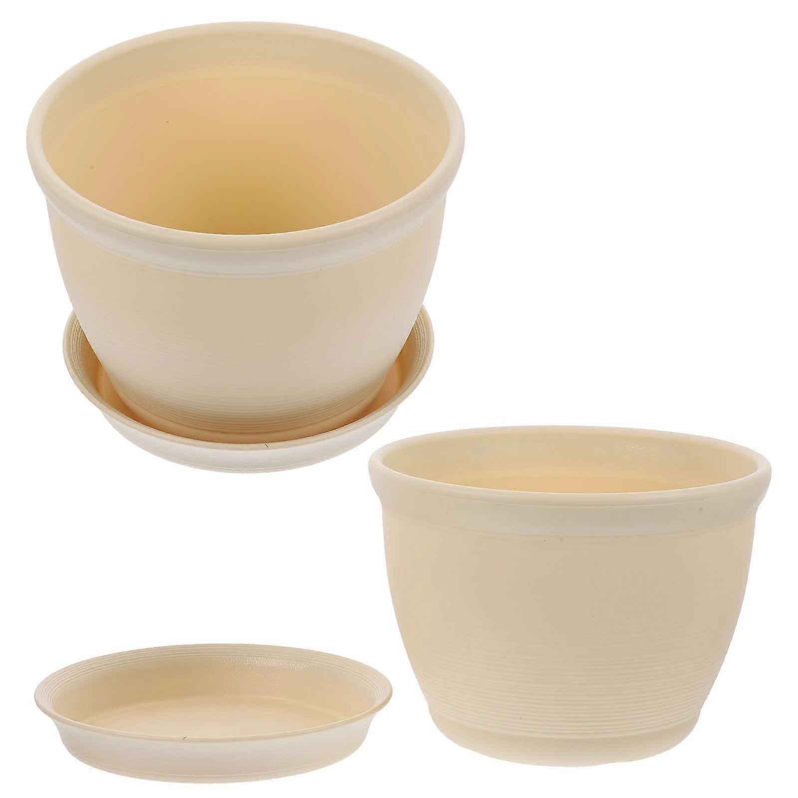 2 Sets Thickened Flower Pots with Saucer for Indoor Succulents – Efficient Drainage Design, Decorative Storage Tray for Home Plants