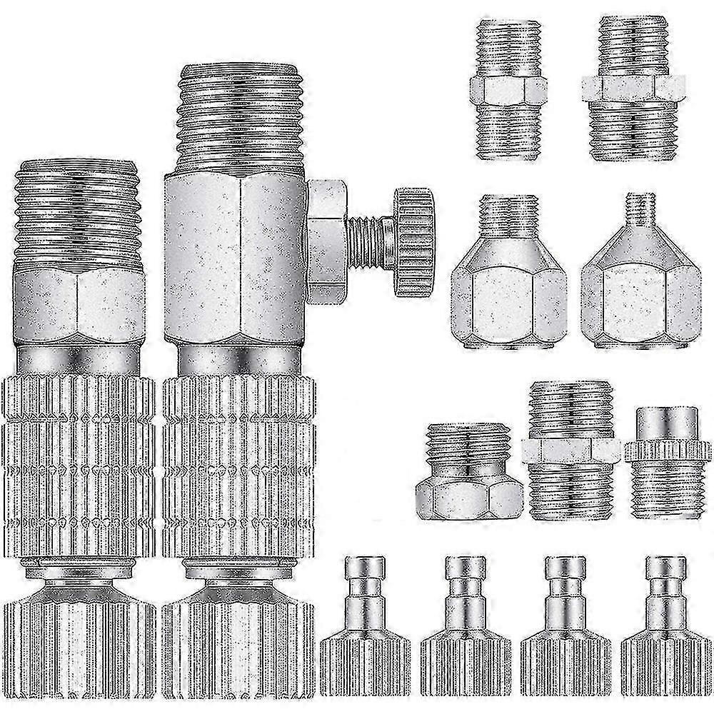 15pcs Airbrush Adapter Set Airbrush Quick Release Coupling Disconnect Adapter Kit Fitting Connector