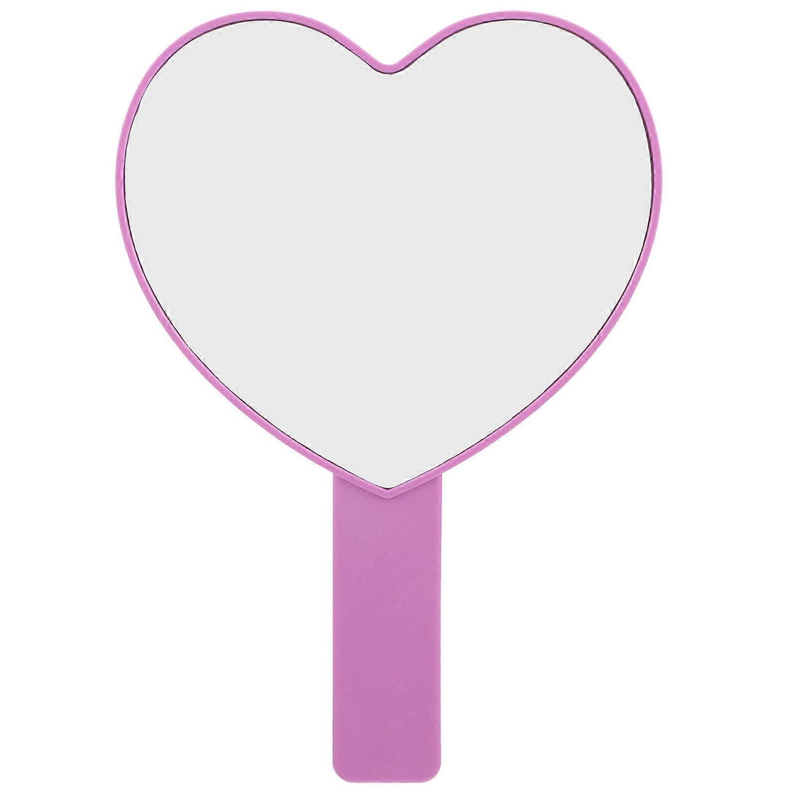 Portable Makeup Mirror Handheld Mirror Cute Heart Shaped For Travelers Daily Life Violet 18.50X12.50X0.80CM 1Set