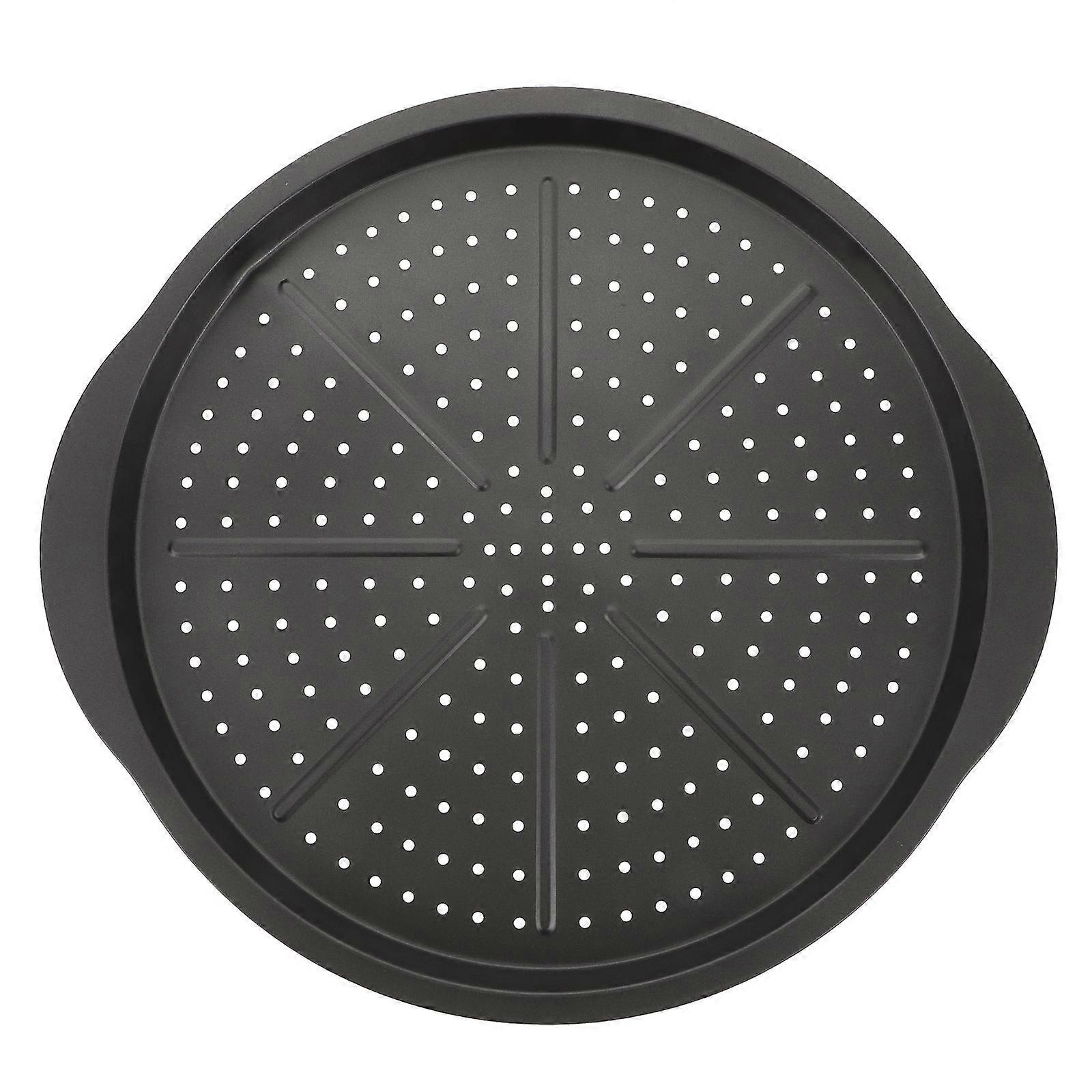 Carbon Steel Baking Pans Non-stick Pizza Tray Round Shape Ergonomic Handle 38.00X35.50X1.50cm 1Pack