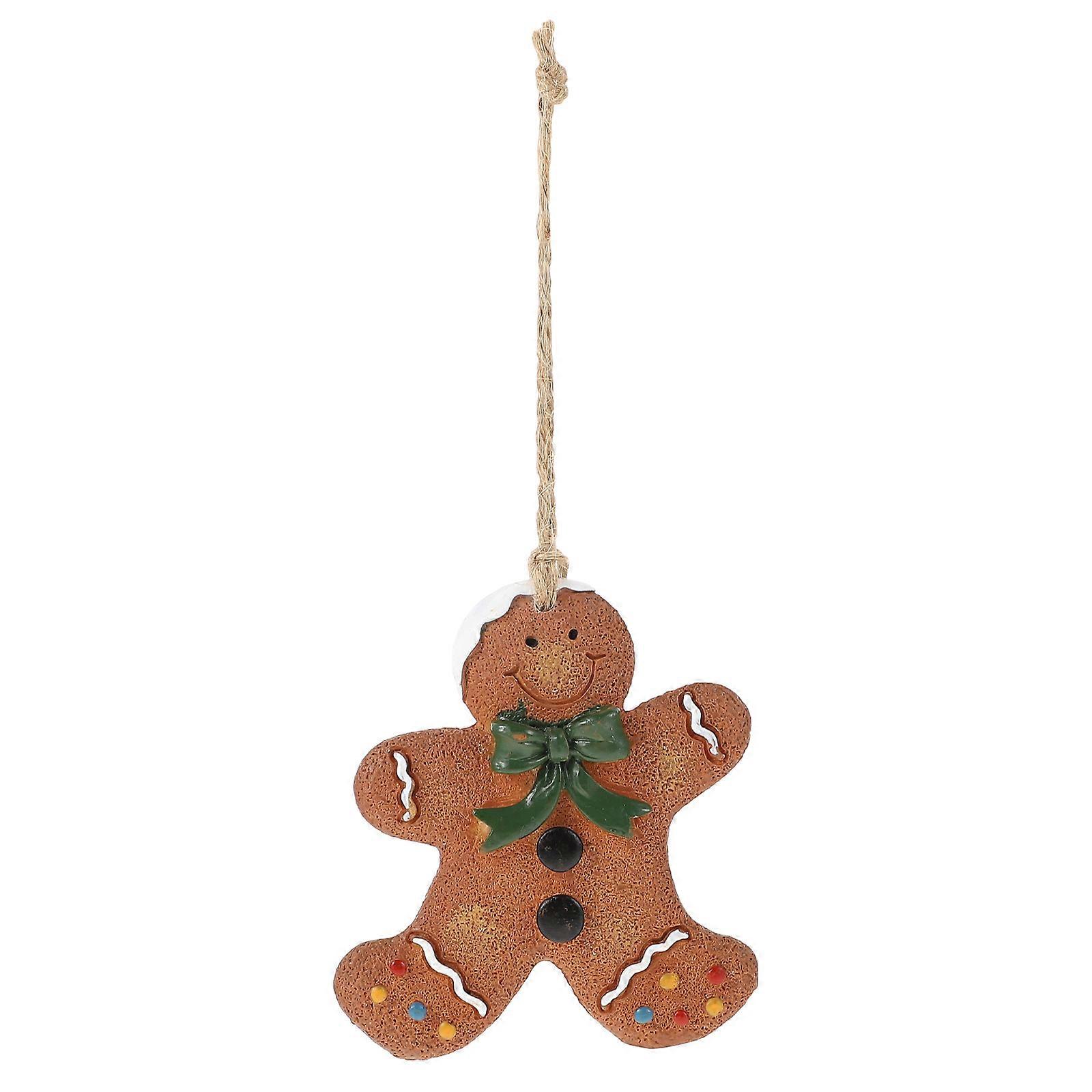 Resin Gingerbread Man Decor Christmas Pendant Multi 8x6.5cm Decor Hanging Ornament 1Pc