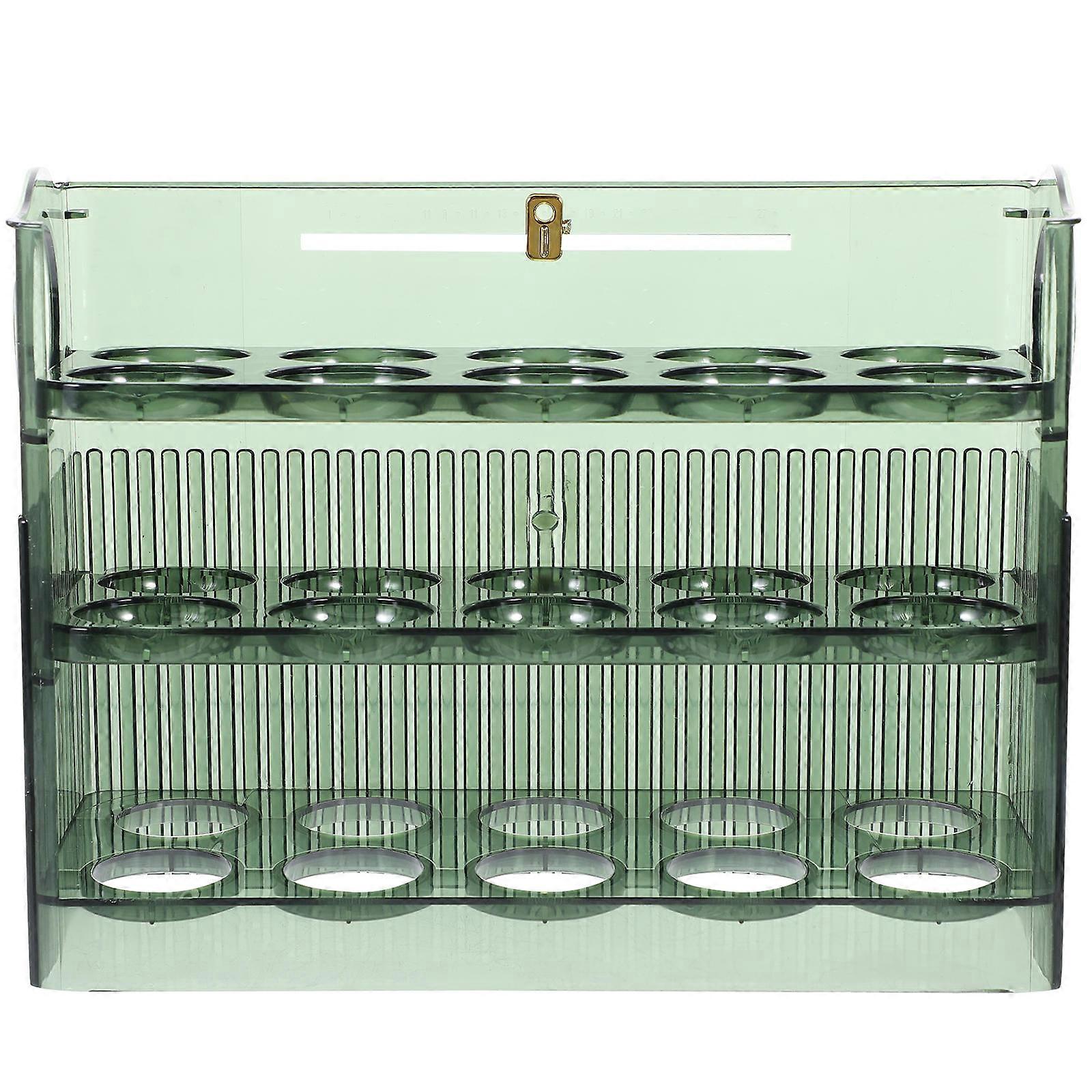Refrigerator Side Door Egg Holder Rectangular Tray Transparent Green 26.20X19.50X10.00cm Fresh Egg Holder 1Pcs