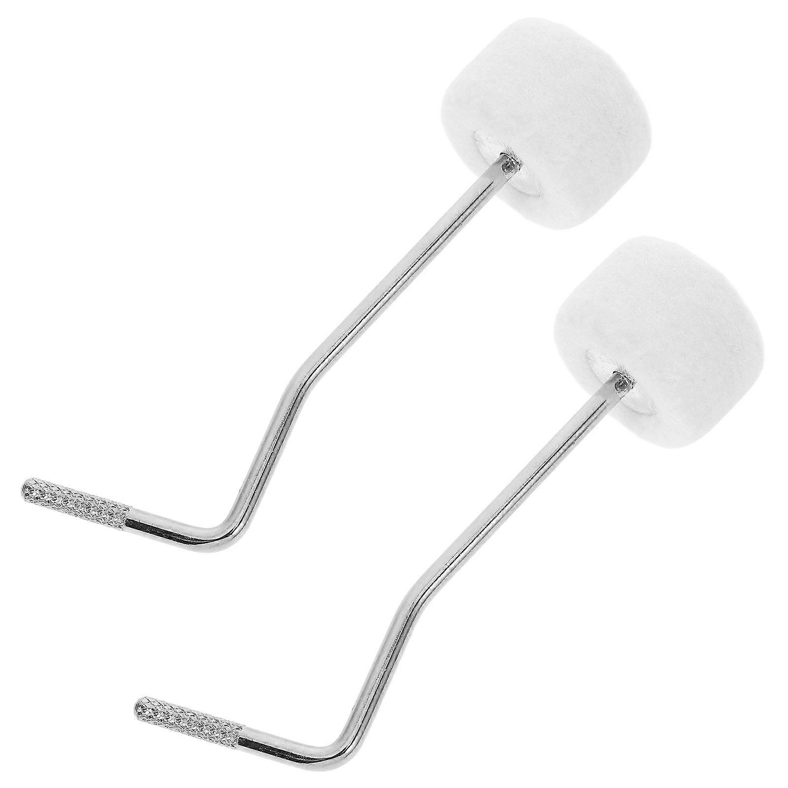 Drum Foot Pedal Parts Bass Drum Beaters For Music Practice White 18.00X4.80X4.80cm Felt Metal Sound Production 2Pcs