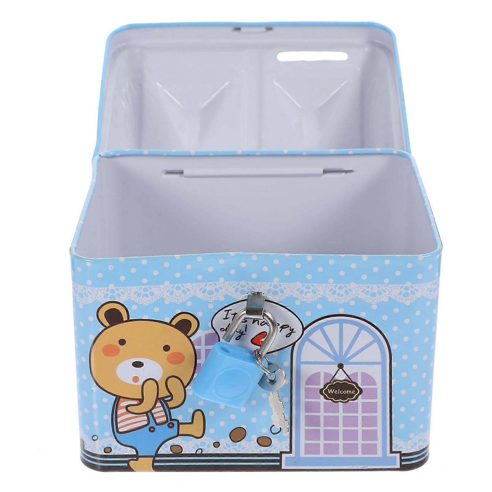 Money Jar For Cash Saving Cute Coin Jar Bank Container Children Cartoon Design Blue 1Pack