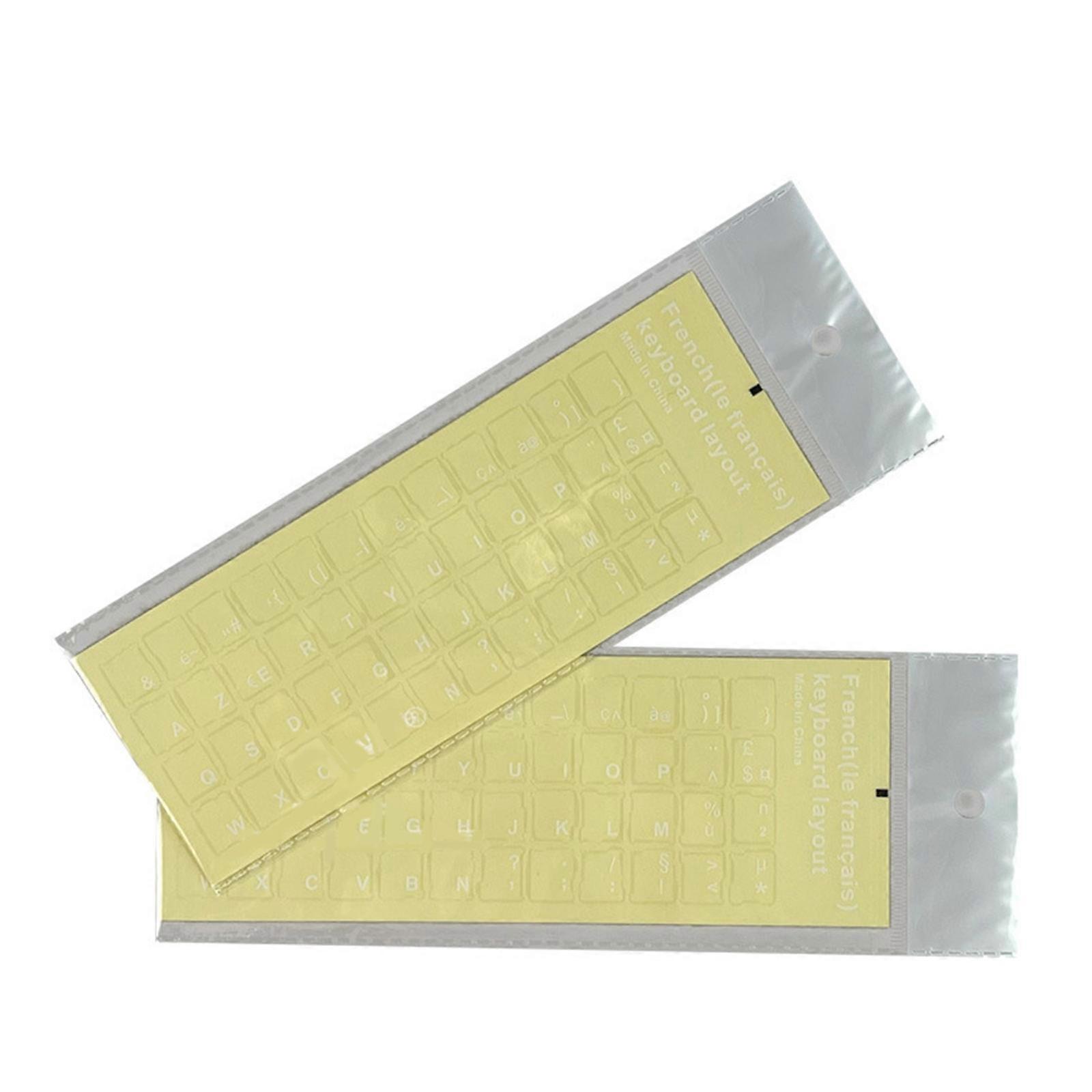 2PCS French Keyboard Sticker Clear Background White/Black Letters for Universal Computer Laptop  W