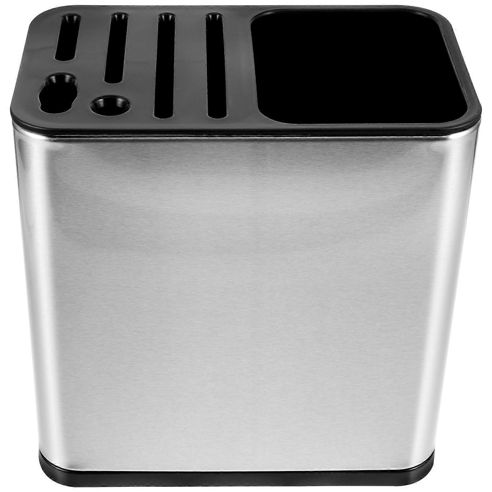 Stainless Steel Kitchen Utensil Holder with Drain, Chopstick Draining Organizer for Cutlery and Silverware Storage, Wide Base Tool Organizer