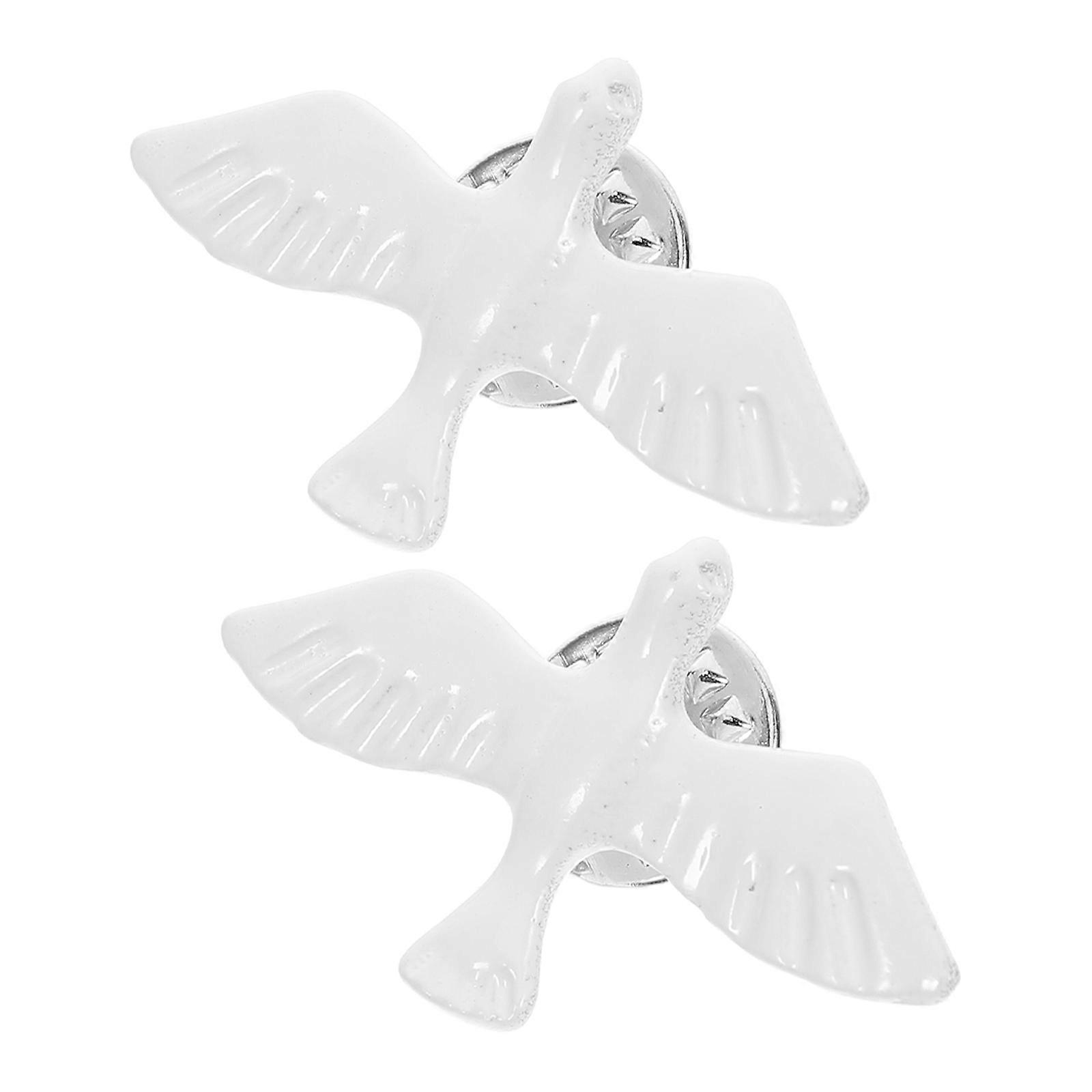 2pcs Dove Symbol Pin Spiritual Bird Lapel Badge Durable Catholic Accessory for First Communion Baptism Ceremonies Faith Representation
