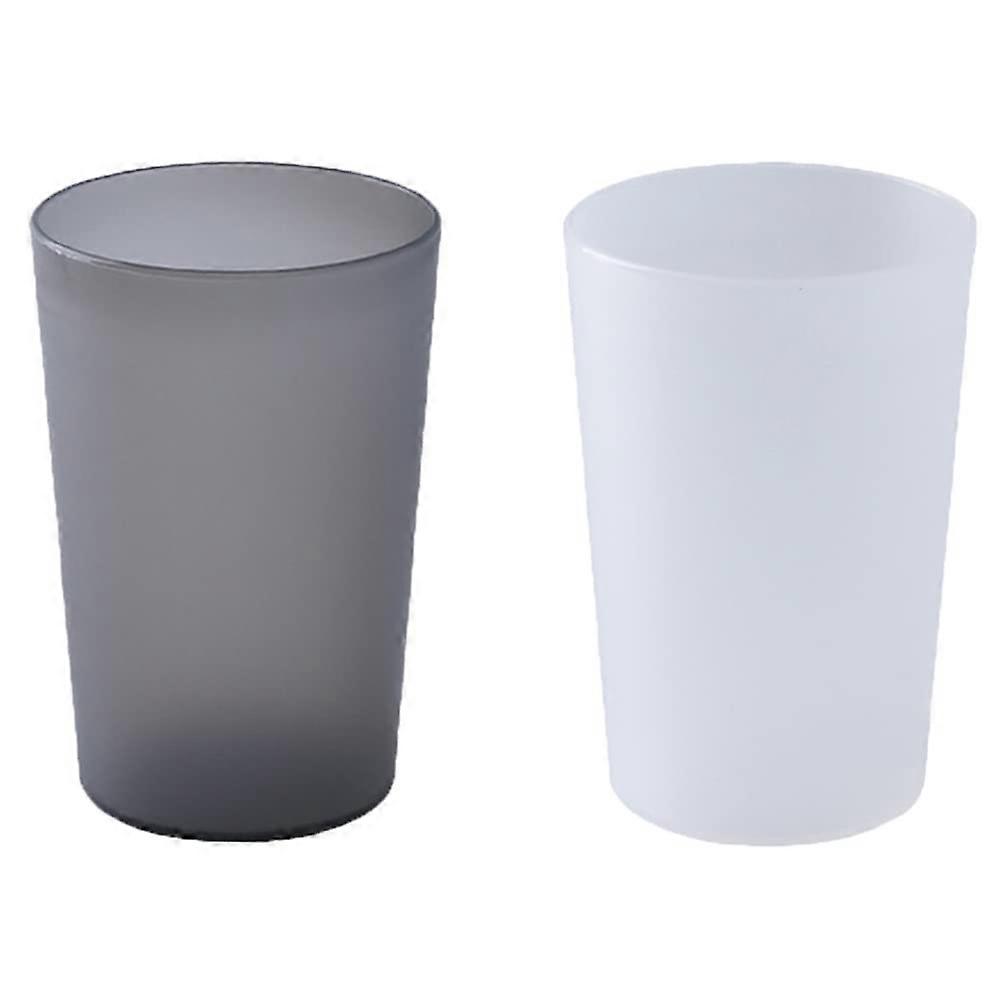 Bathroom Toothbrush Tumbler 2 Piece Set, Portable Stackable Cup, 300ml Translucent Black & White, Large Capacity