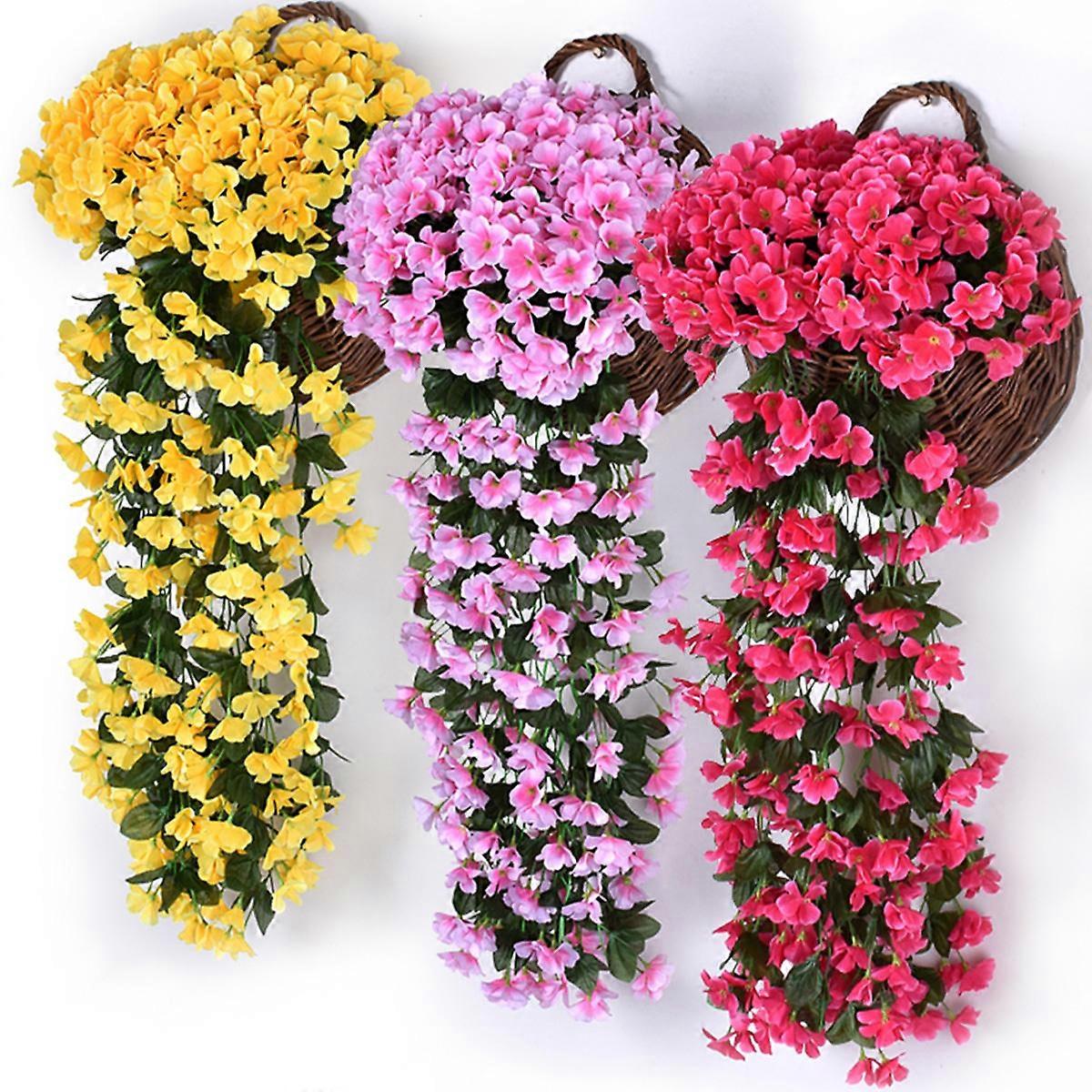 Flower Simulation Plants Plastic Artificial Violet for Office Decoration Realistic Design 2Pcs