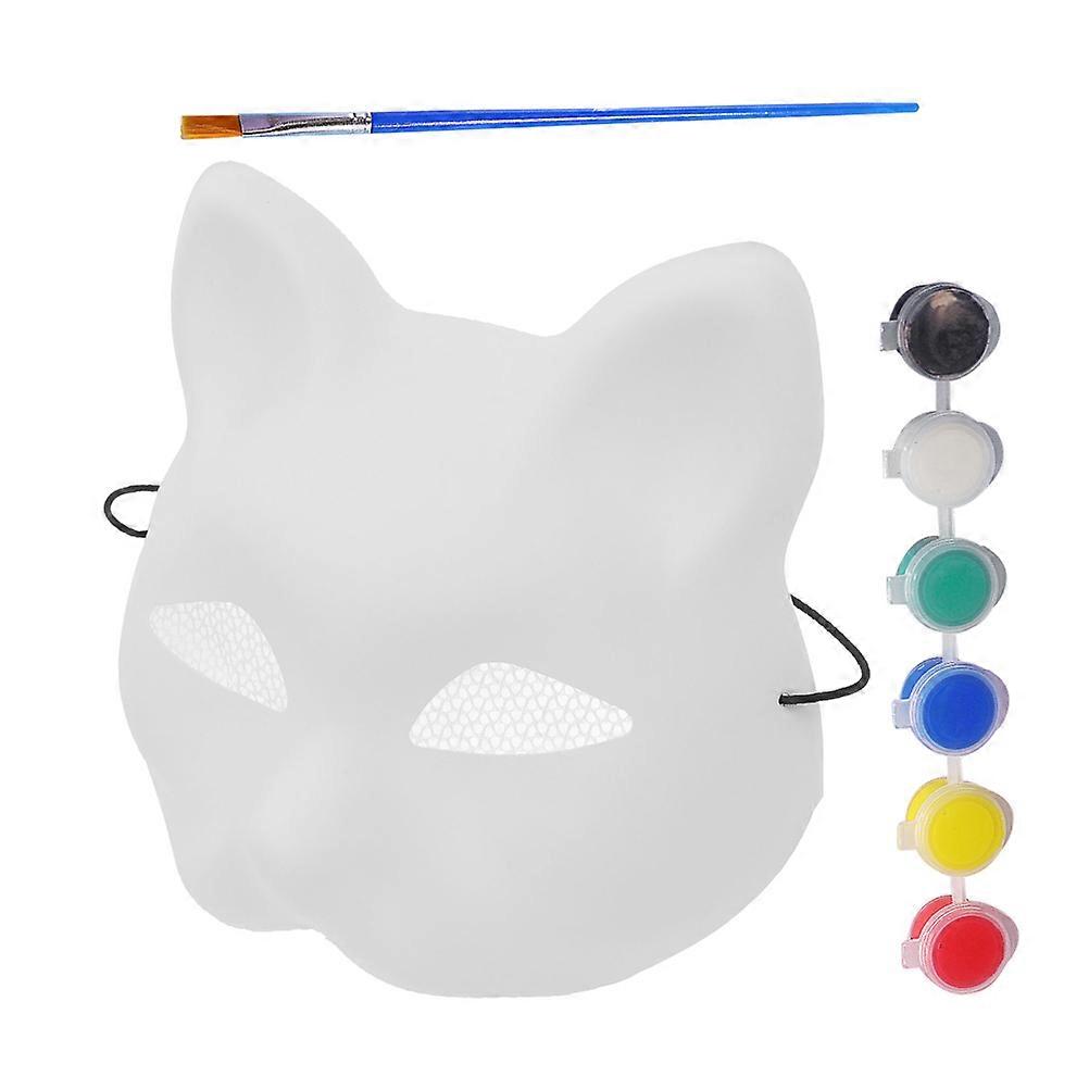 Hand Paintedmask Cat Mask Plastic Breathable Masquerade Halloween 1Set