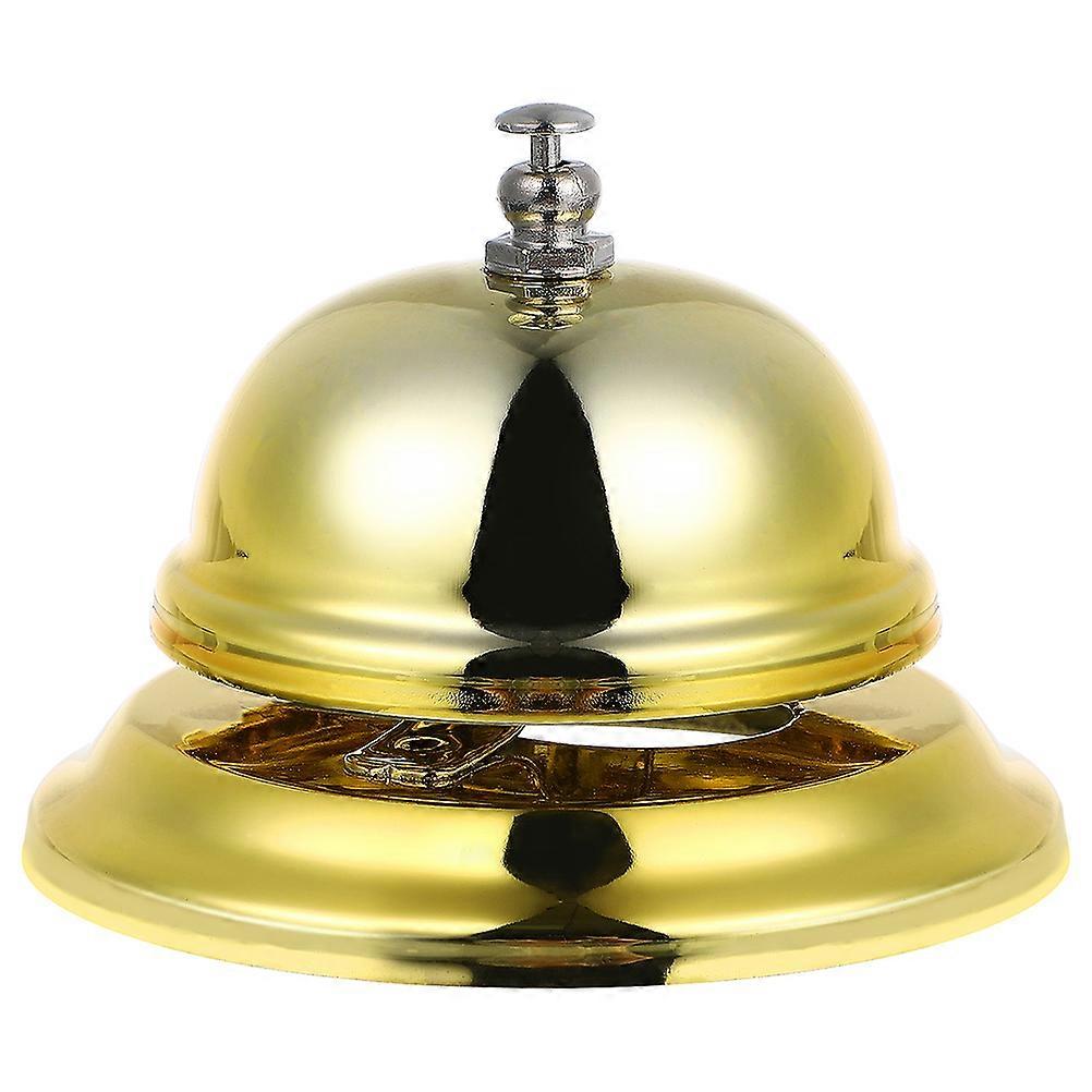 Service Bell for Desk Call Bell Small Chic Counter Bell Ringtone Golden 8.5X8.5cm Electroplating Surface 1Pack