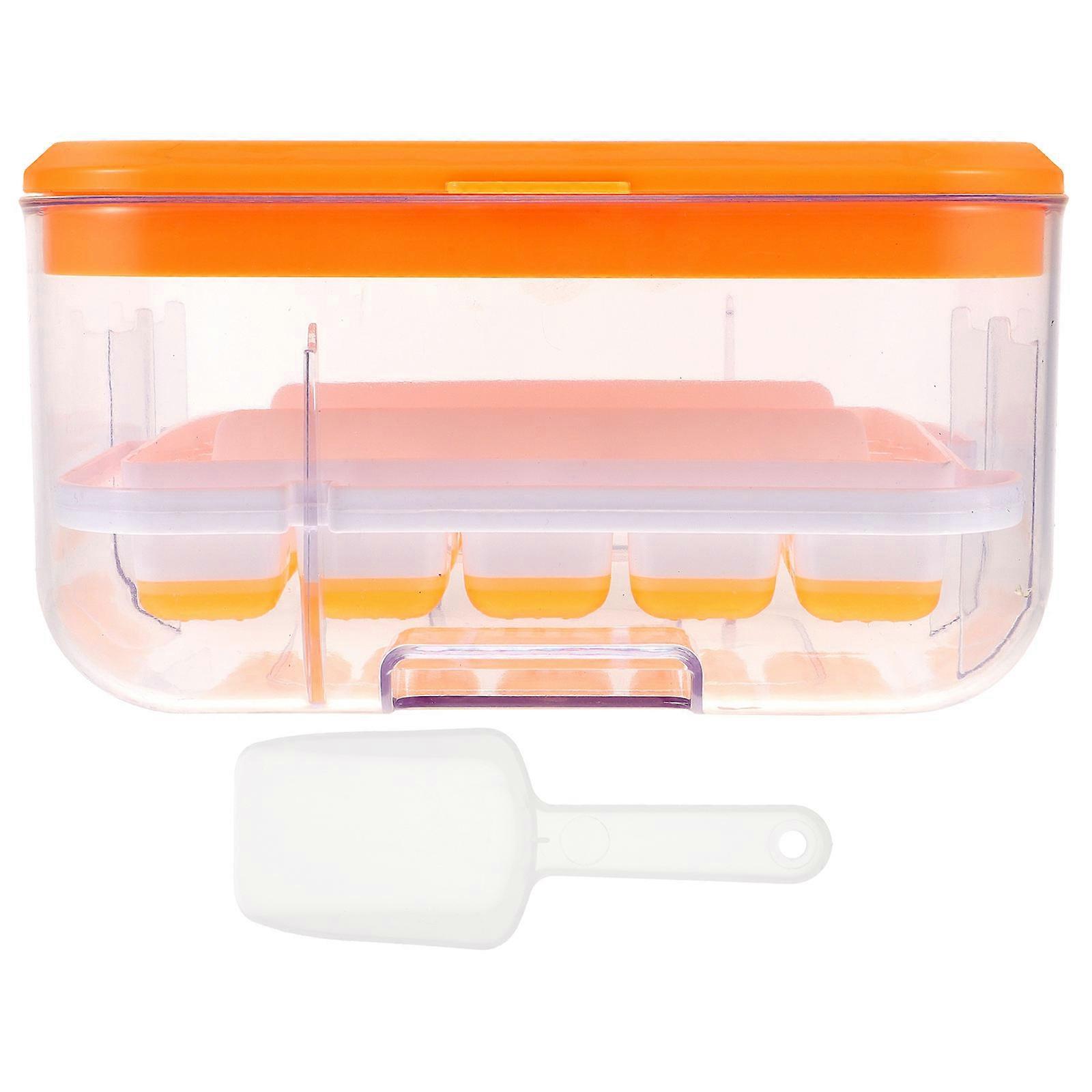 Compartmentalized Ice Cube Tray Ice-making Box Flat Lid Design Silicone 1 Set