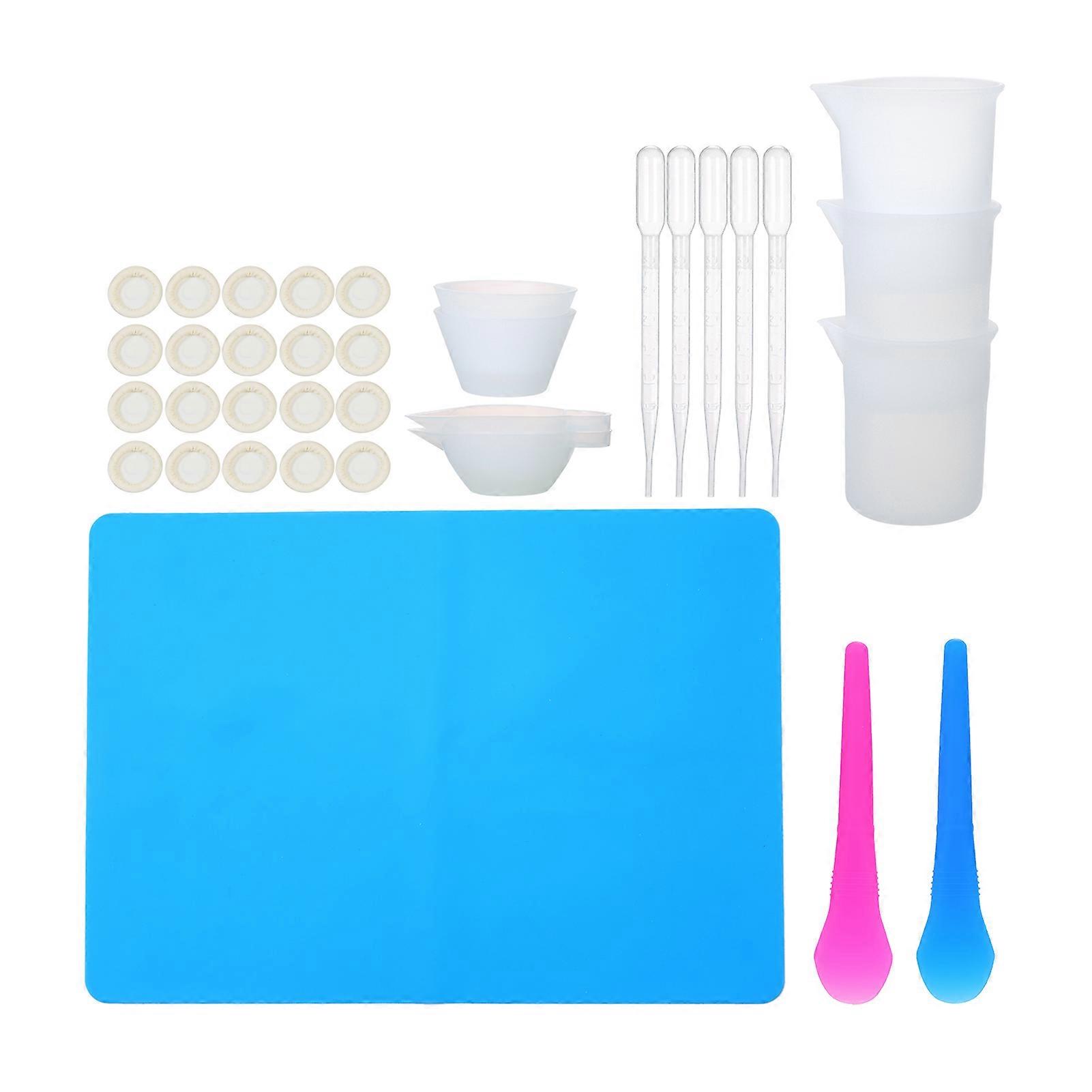35pcs Resin Mixing Kit with 100ml Cups, Stirring, Mat & Finger Cots