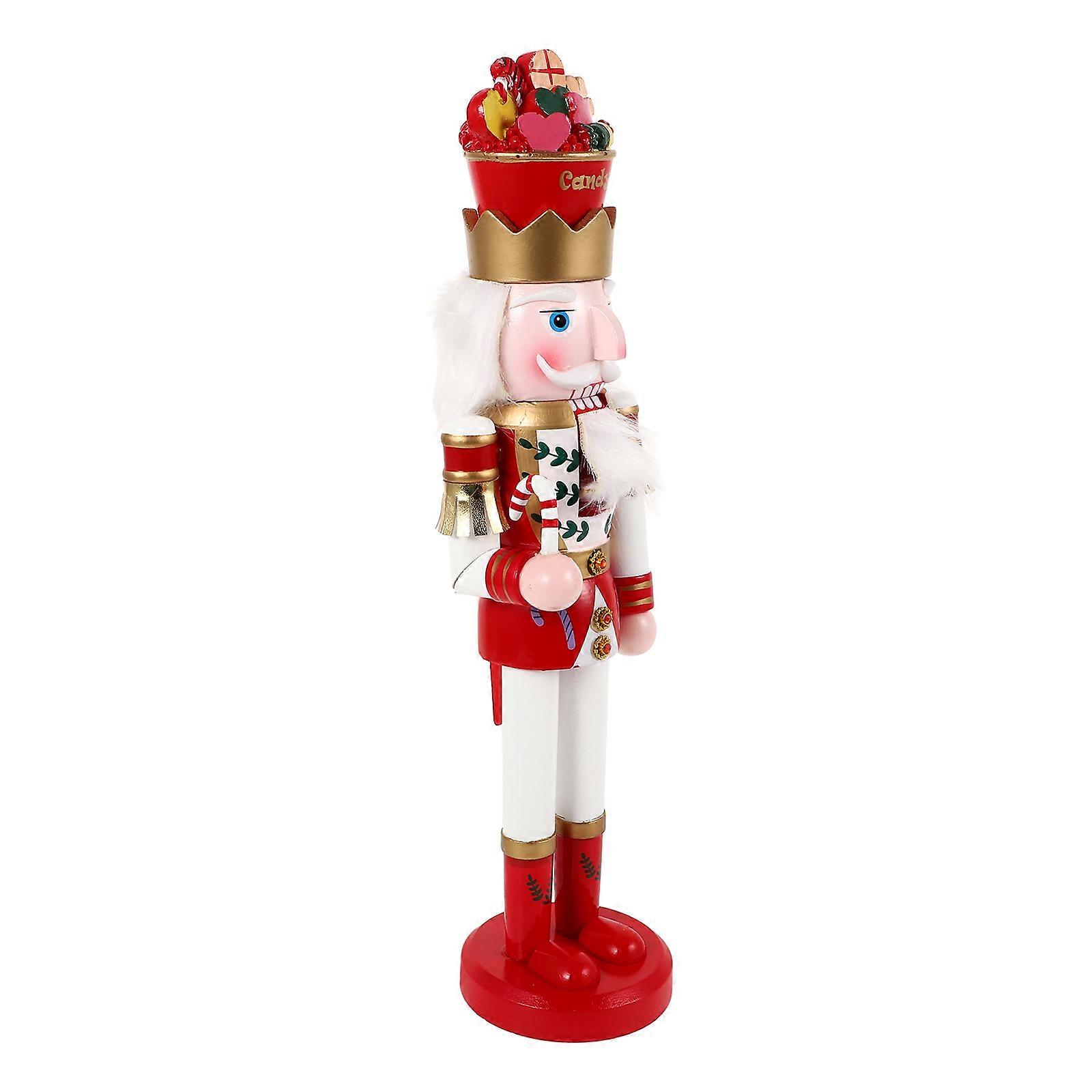 Wood Nutcracker Figurine Desktop Nutcracker Christmas Celebration Decorative Item Multi-colored 38.00X8.00X8.00CM 1Pack
