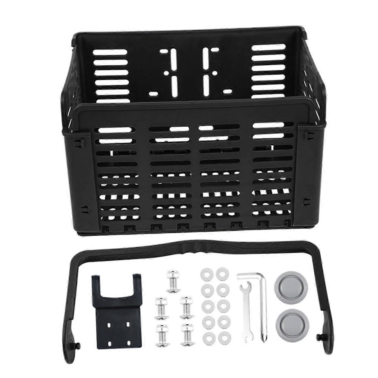 Foldable car basket frame pannier basket for bicycle removable small fold carrier black