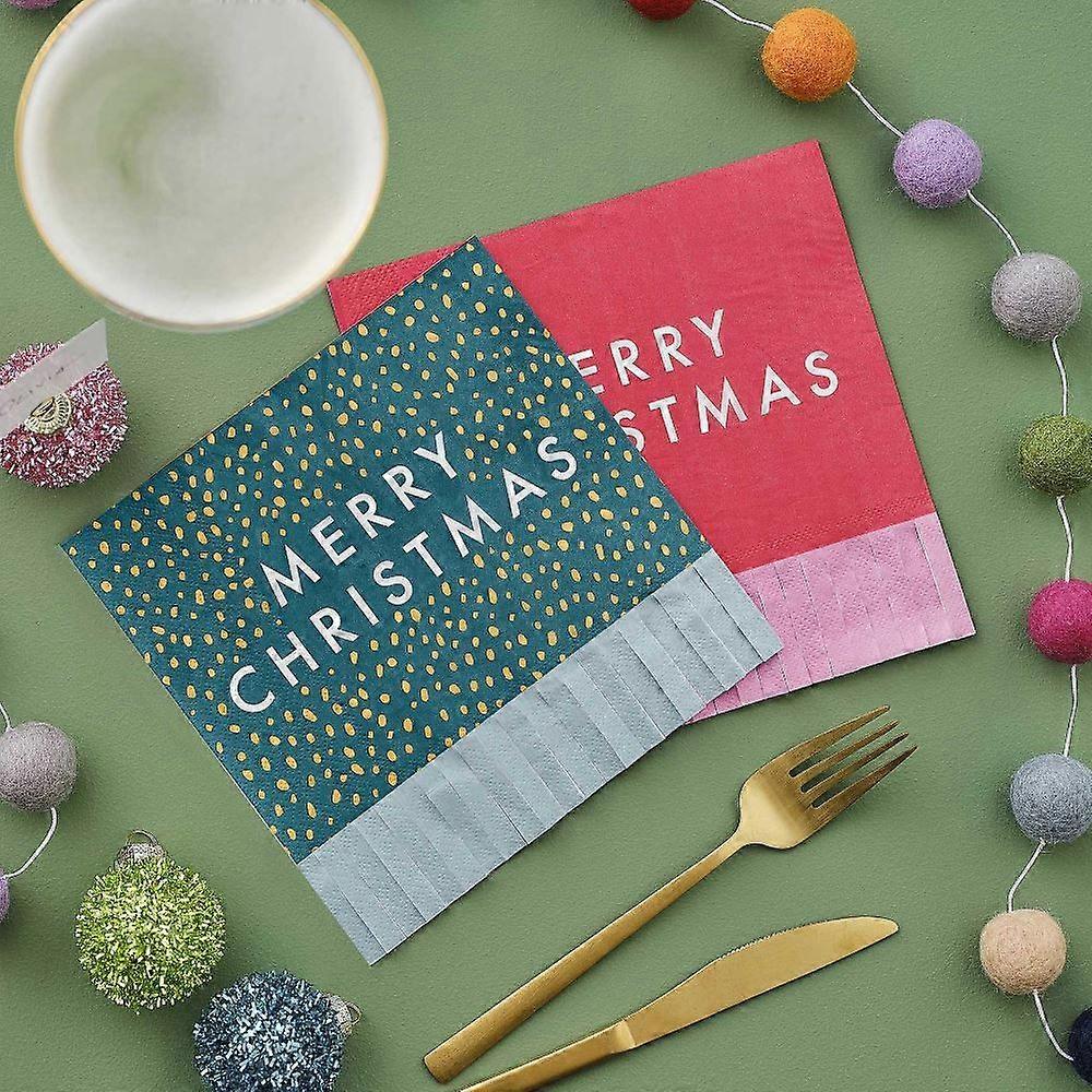 Merry Christmas Fringe Napkins