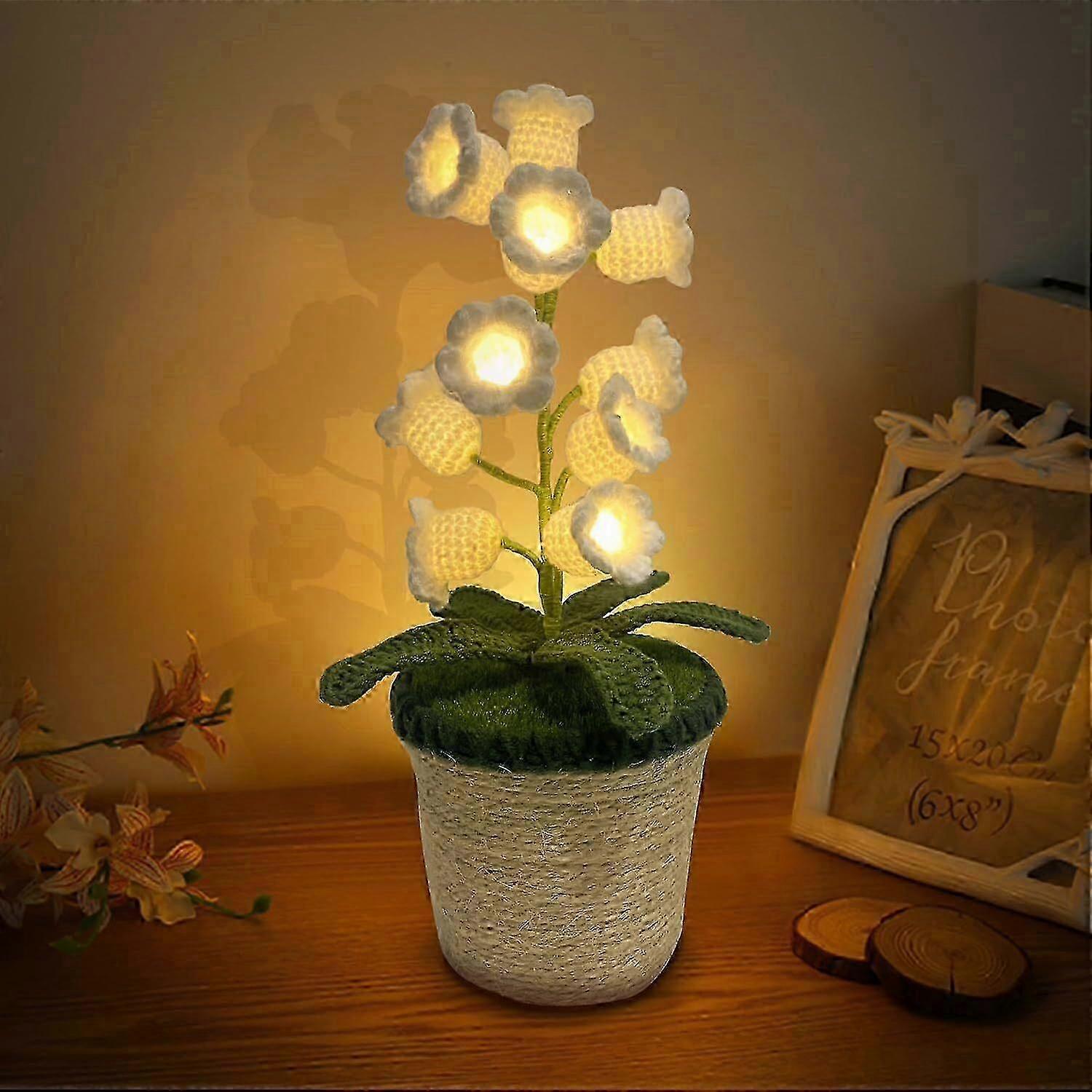 Flower Lamp, DIY Handmade Crochet Bedside Light