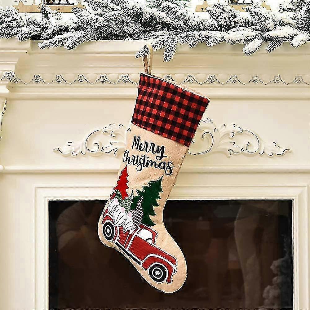 4 Pack Christmas Stockings, 18 inches 3D Pattern Cuff Stockings, Classic Large Holiday D��cor