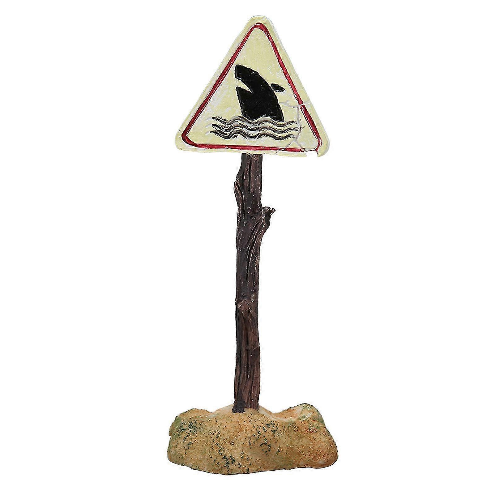 Funny Simulation Resin Fish Tank Shark Warning Signs for Aquarium Decoration