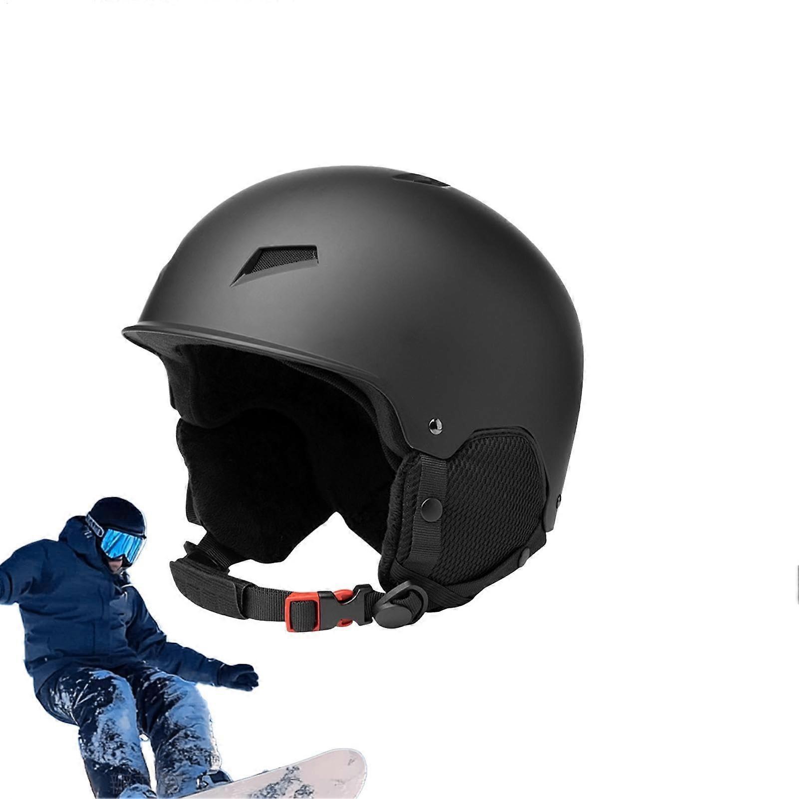 Snowboard Helmet for Adults, Women's Ski Helmet with Adjustable Size, Safety Glasses Strap, Black, M Size