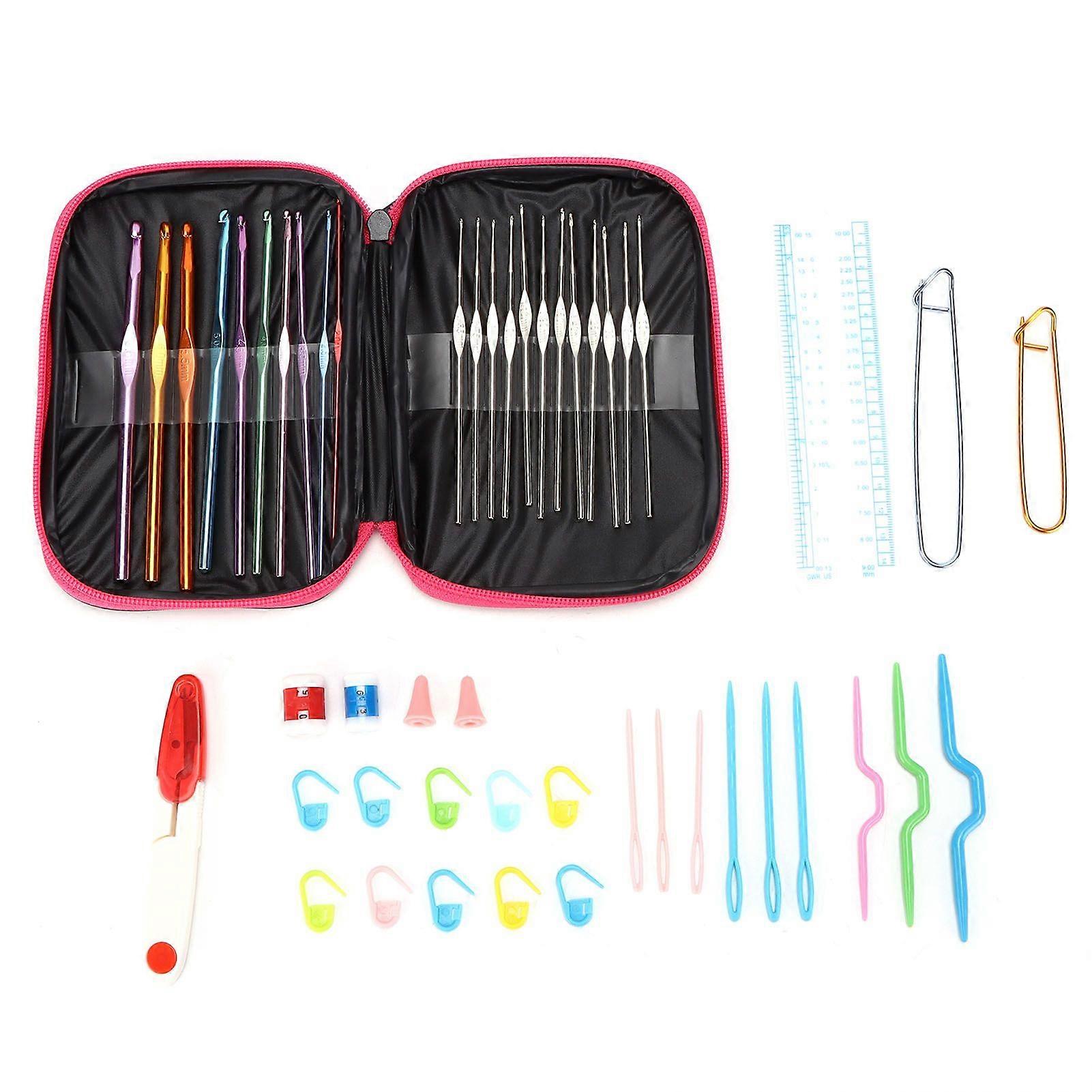 Nejnovější model z roku 2025, 22 ks háčkovacích háčků, ergonomický design, pletací jehlice