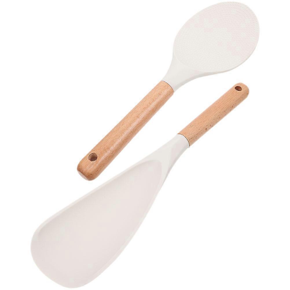 Cooked Rice Scoops Wooden Material Home Use Multi-Function Spatula 2Pcs