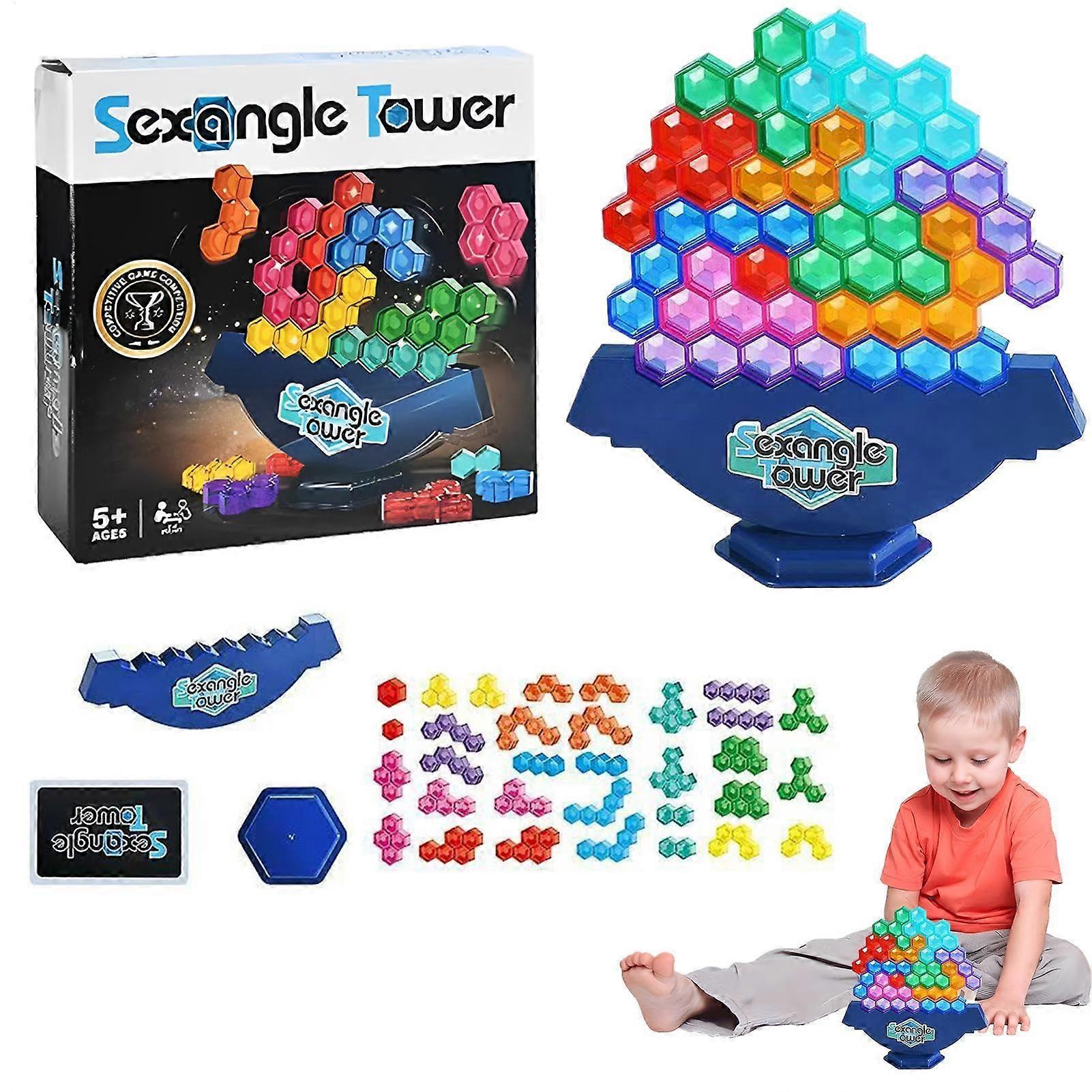 Balance Stacking Blocks Hexagonal Balance Board Set Educational Toy for Kids Adults