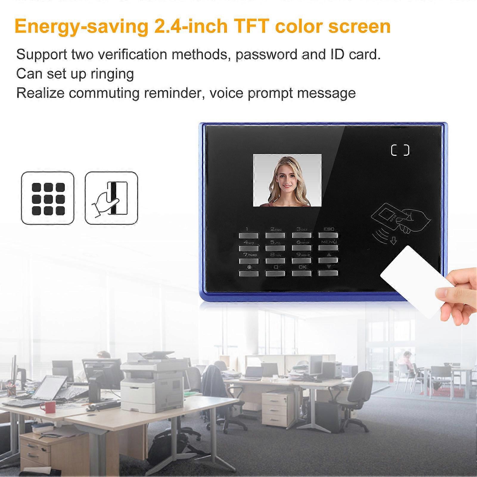 125KHz RFID 2.4in TFT USB Card Password Time Attendance Machine Access Control Systerm 110‑270VAU Plug