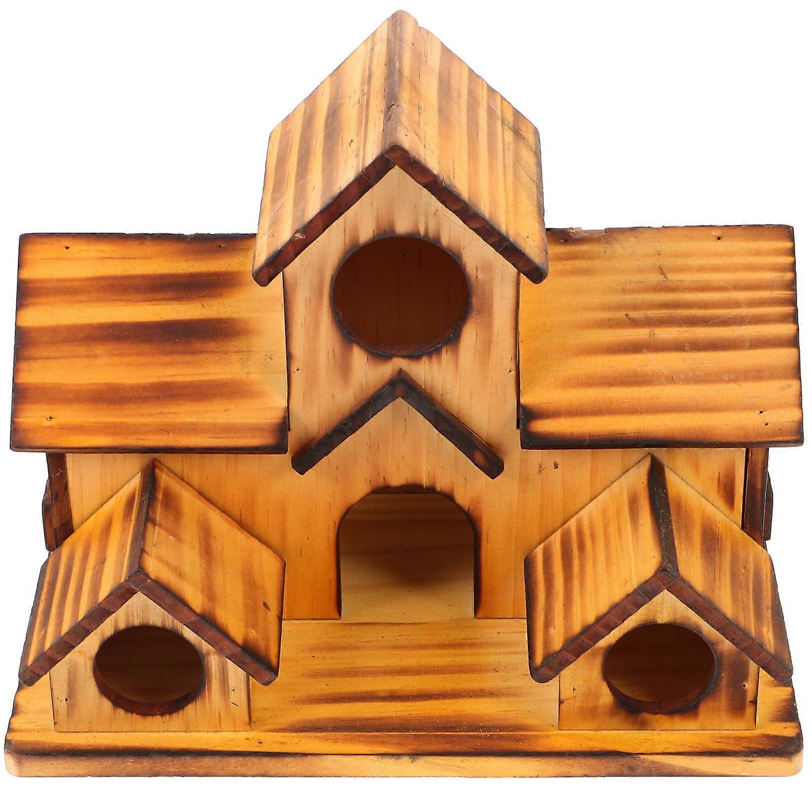 Wooden Bird House Safe and Odorless Material Outdoor Bird Feeders Hummingbirds 20x14cm 1Pack