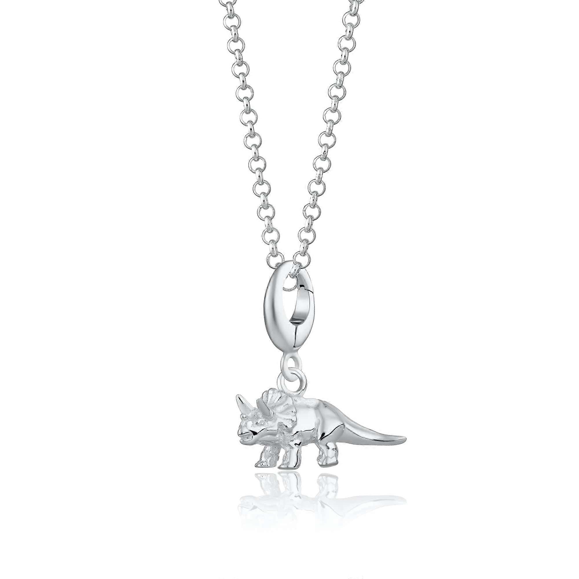 Silver Triceratops Dinosaur Necklace CNSTRI-1