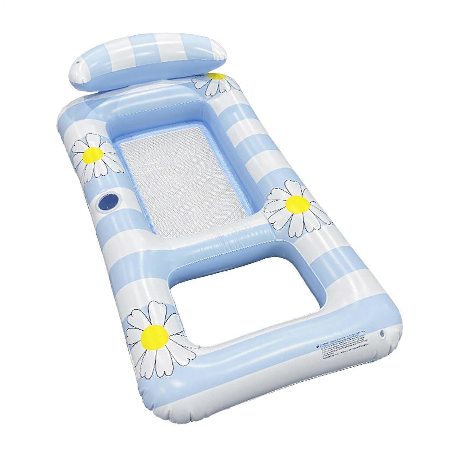 Inflatable Floating Bed 60.63 Inch Pool Float Chair Hammock with Cushion Blue