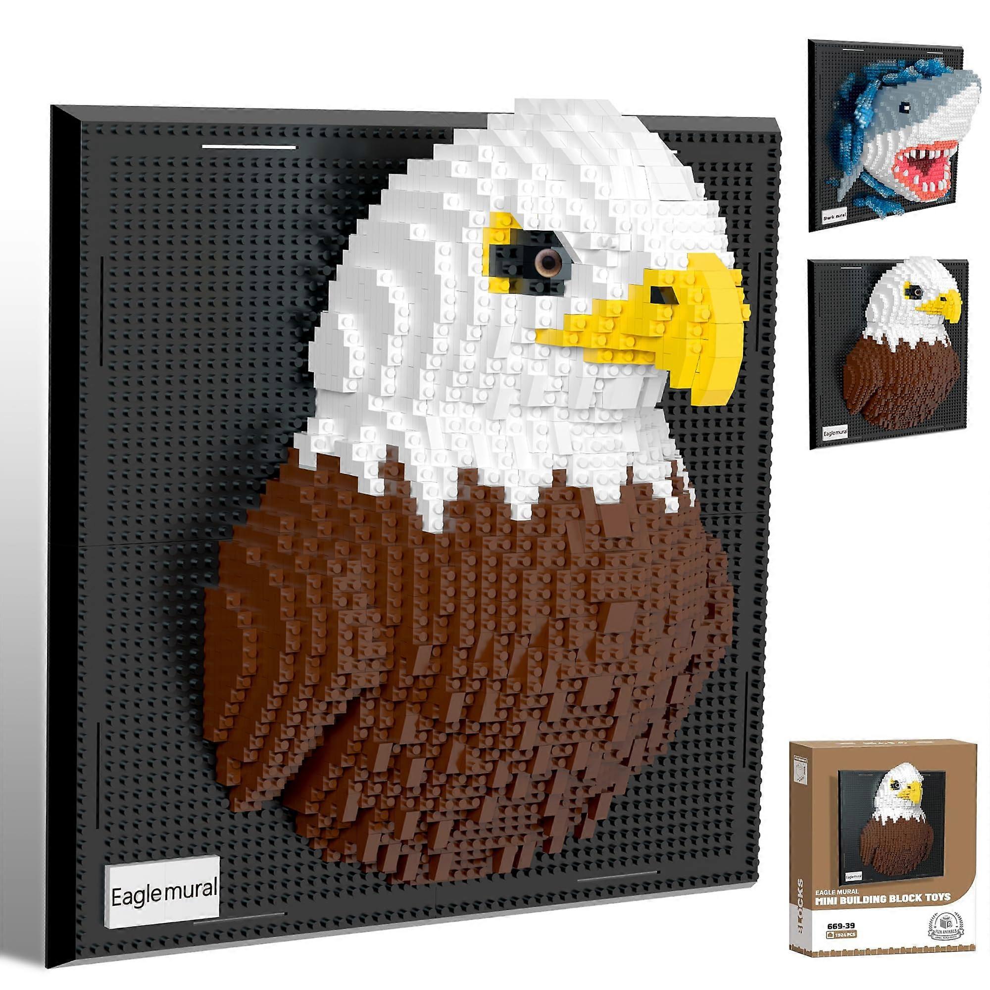 Mini Animal Building Blocks Kit, Eagle Mural  3D Wall Art Craft Kit, Micro Mini Blocks, Creative Ideas, Building Toys