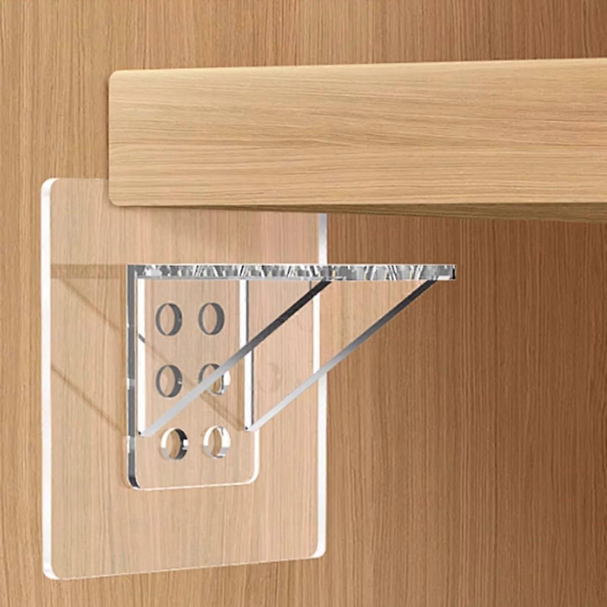 Shelf Bracket 4 Pack 3mm Self-Adhesive Plastic Support Pins for Cabinets, Kitchen, Bookshelves, and Bathrooms, 7x7cm
