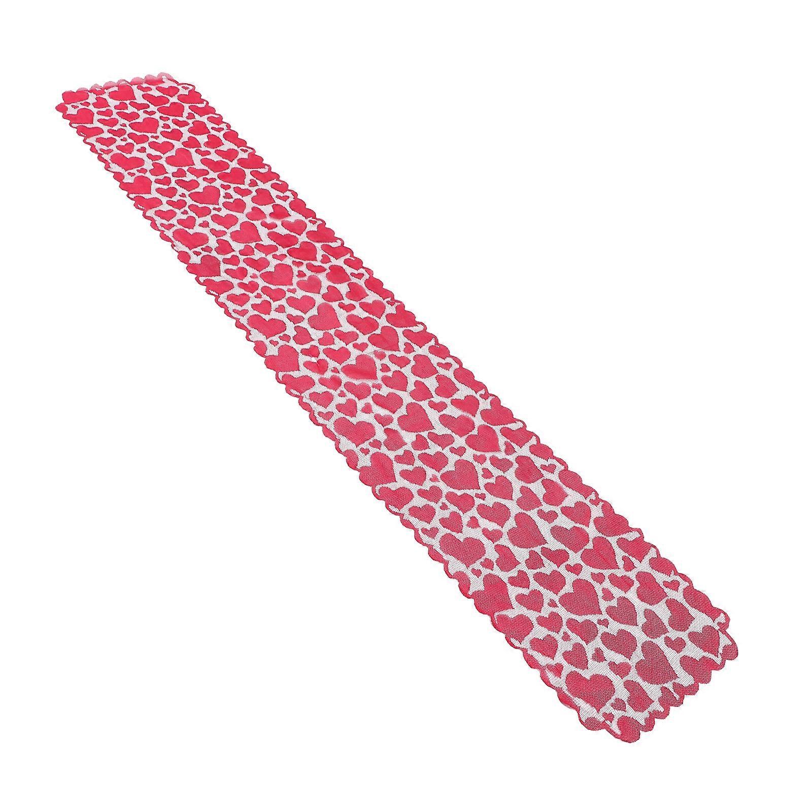Red Heart Table Runner Valentines Day Romantic Decorations 183X36CM Polyester Decorate Table 1Set