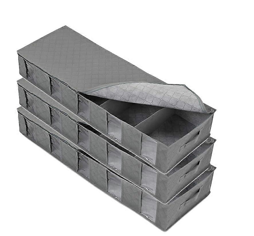 Storage box, Large underbed organizer set, 3piece, for sorting and storing clothes and shoes (Grey) 3pcs Gray
