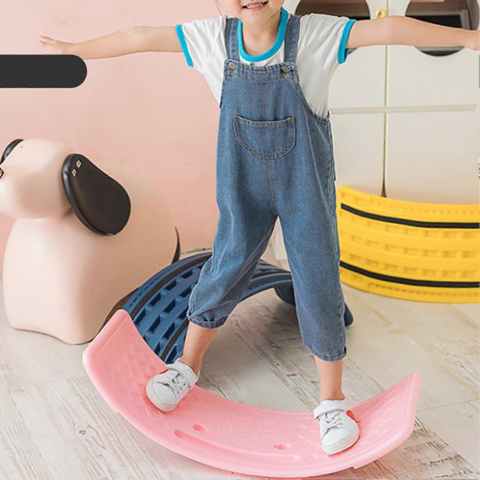 Balance Rocker Board for Classroom, Interactive Balance Trainer Board in Pink, Durable Design for Kids and Adults