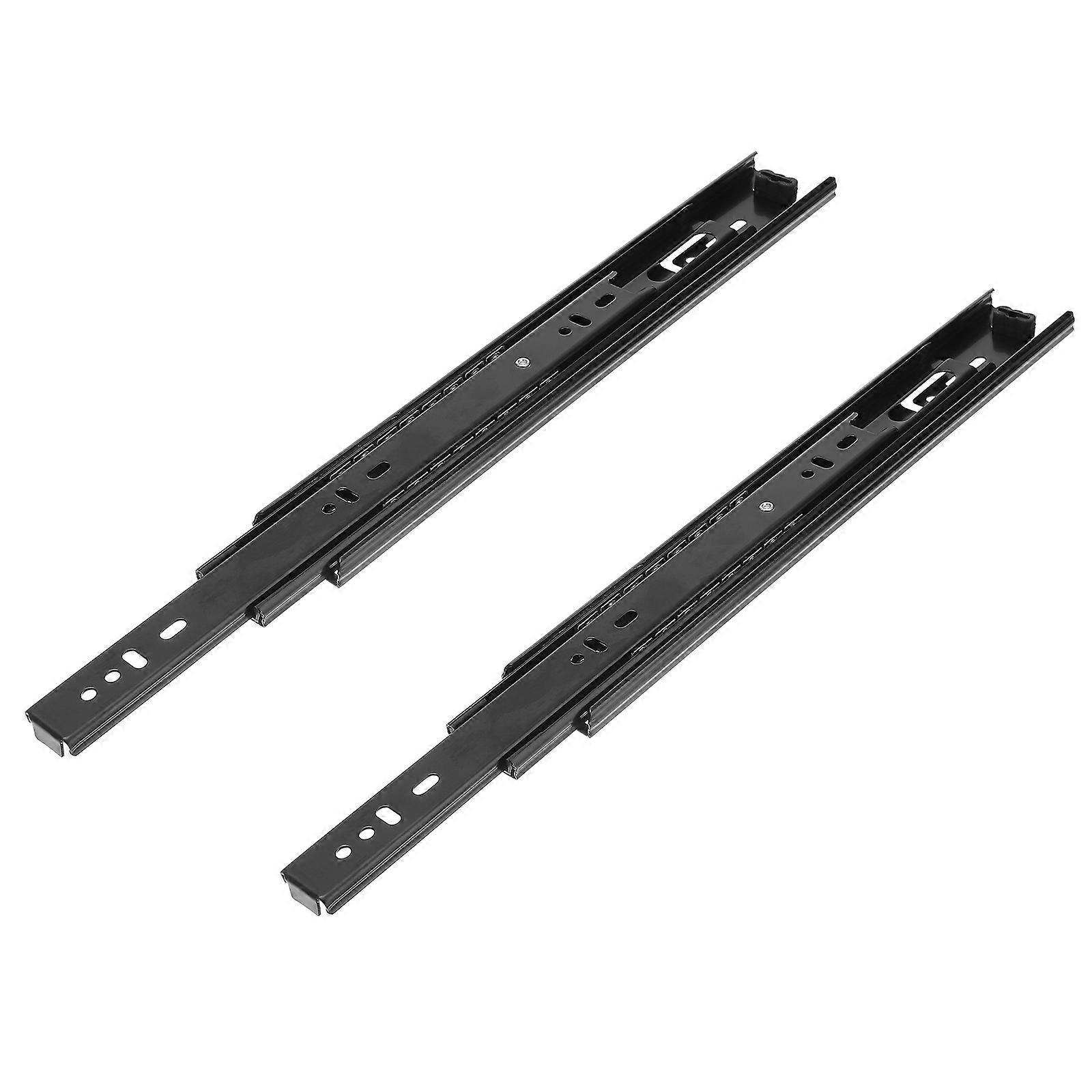 Heavy Duty Ball Bearing Drawer Slides Rails Black 30 00X4 50X1 10CM Quiet Side Mount Three Section Design 2Pcs