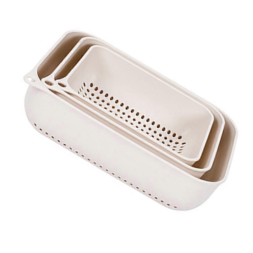 Plastic Drain Basket for Kitchen Use White PP Material with Quick Drainage Design 3pcs Set
