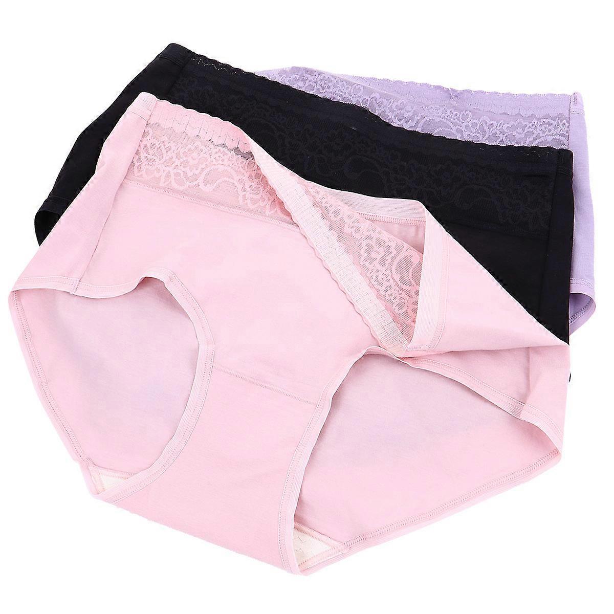 Breathable Underpant Women Middle Waist No Visible Lines Cotton Spandex Aloe Fiber Briefs XL 3Pcs