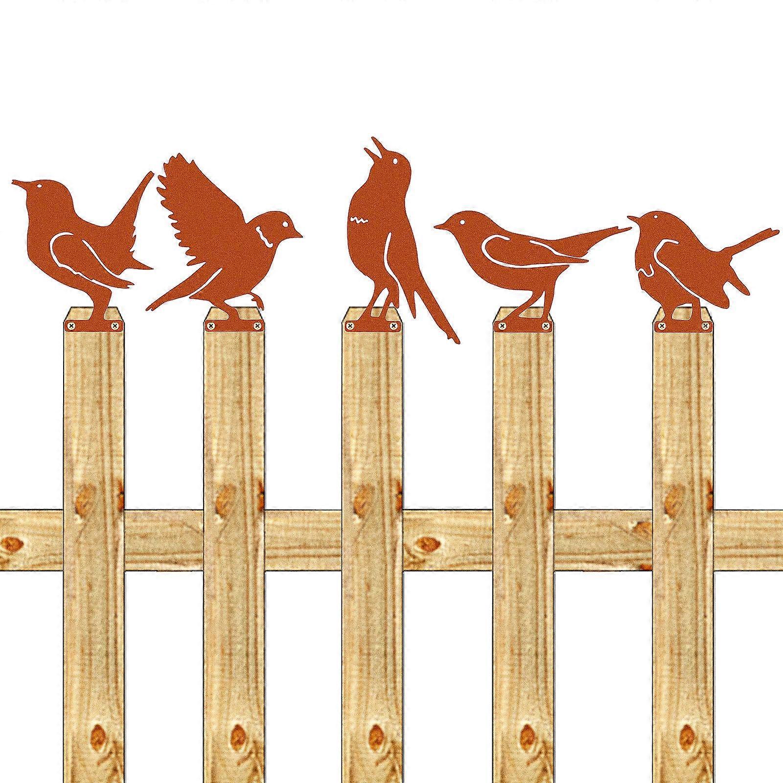 Here's a polished and engaging product description for your **5pcs Rusty Birds Decoration Metal Outdoor Garden Ornaments**:
**5pcs Rusty Birds