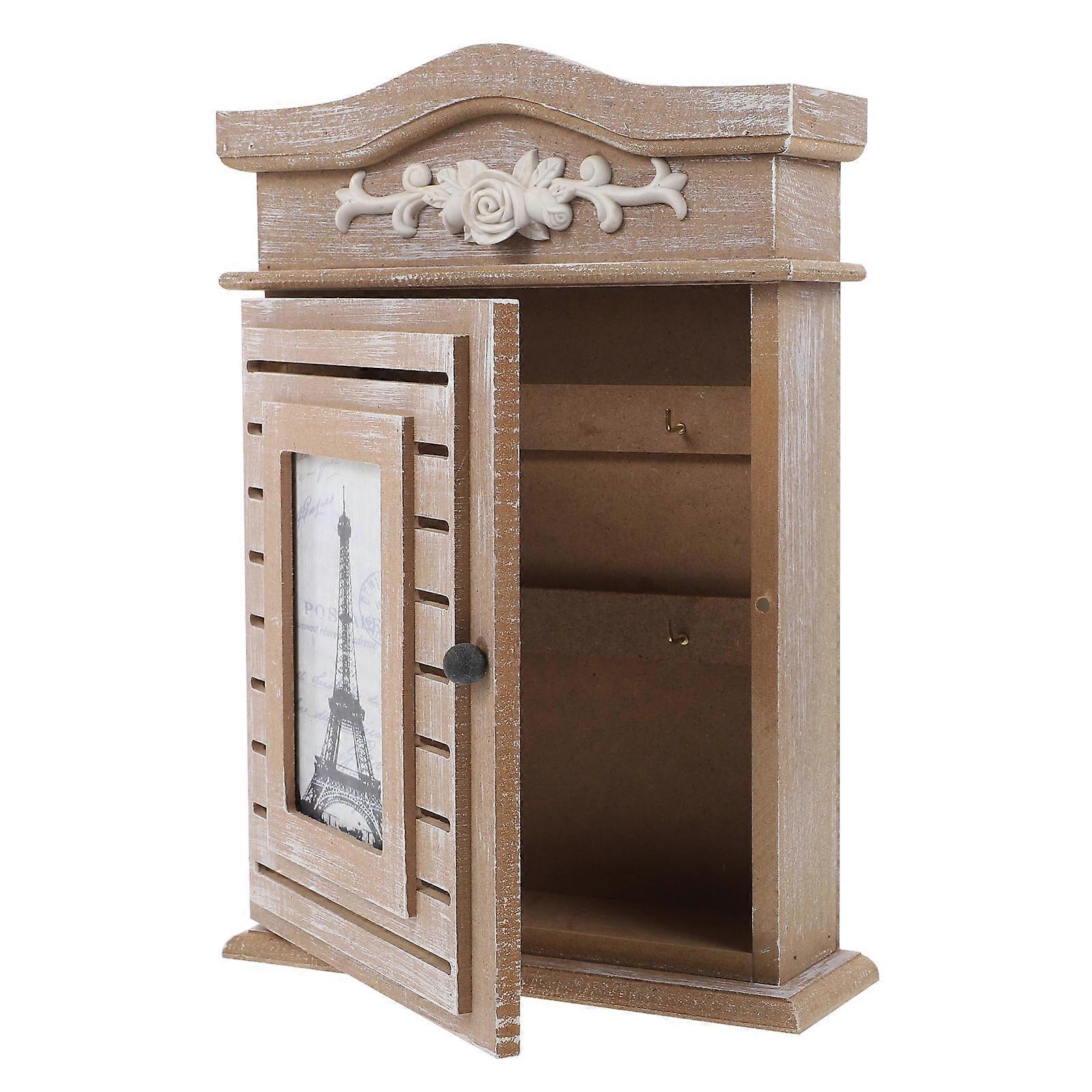 Key Case Wooden Key Locker For Home Use Living Room Key Storage Box With Photo Holding 1Pack
