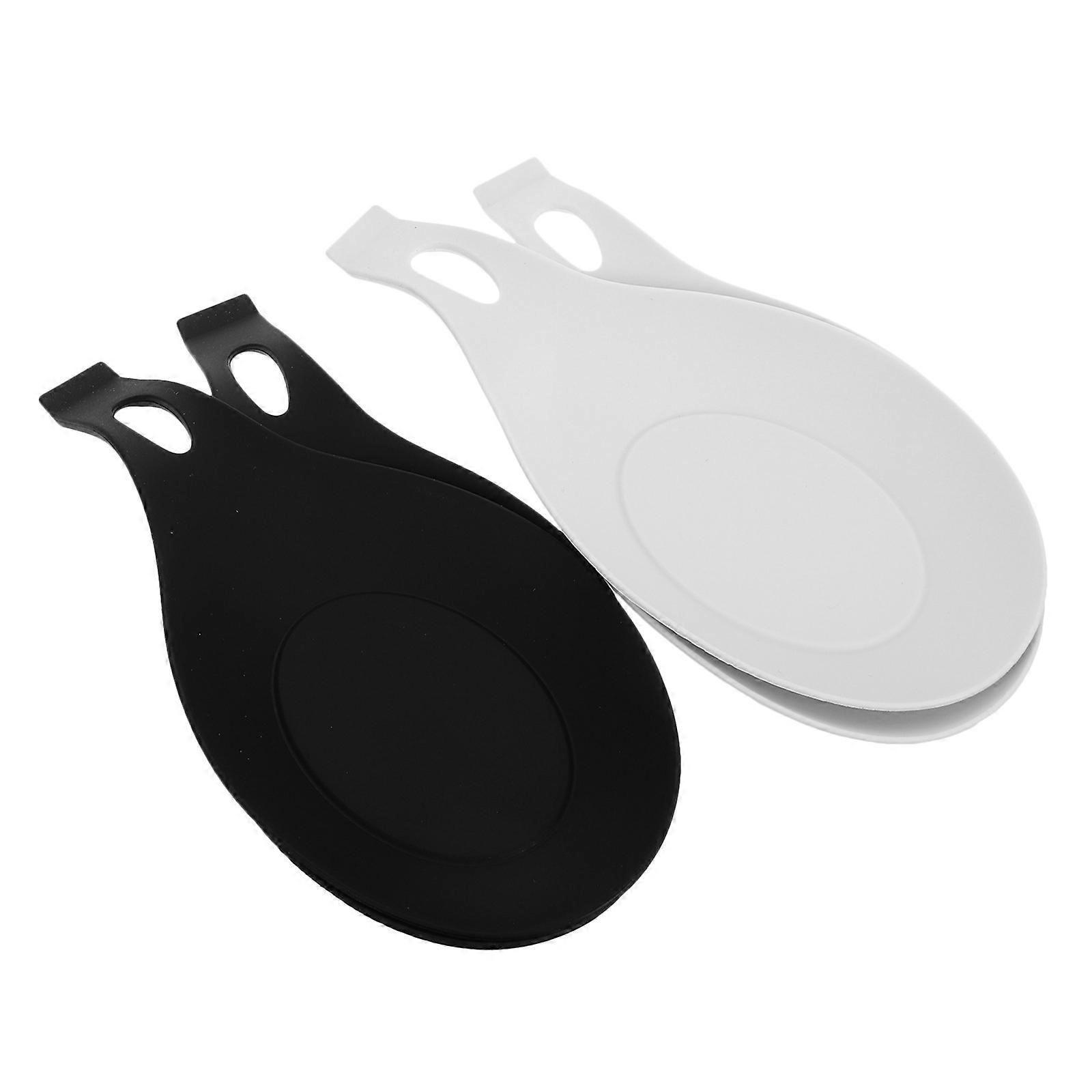 Kitchen Spoon Rest Almond Shape Compact Design Ladle Holder Easy to Clean White Silicone 4Pcs