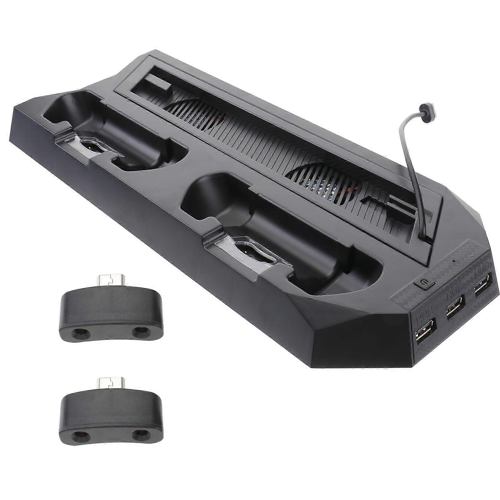 Universal Dual Controller Holder Vertical Stand for Slim Console Gaming with Cooling Fan and USB HUB 1Set
