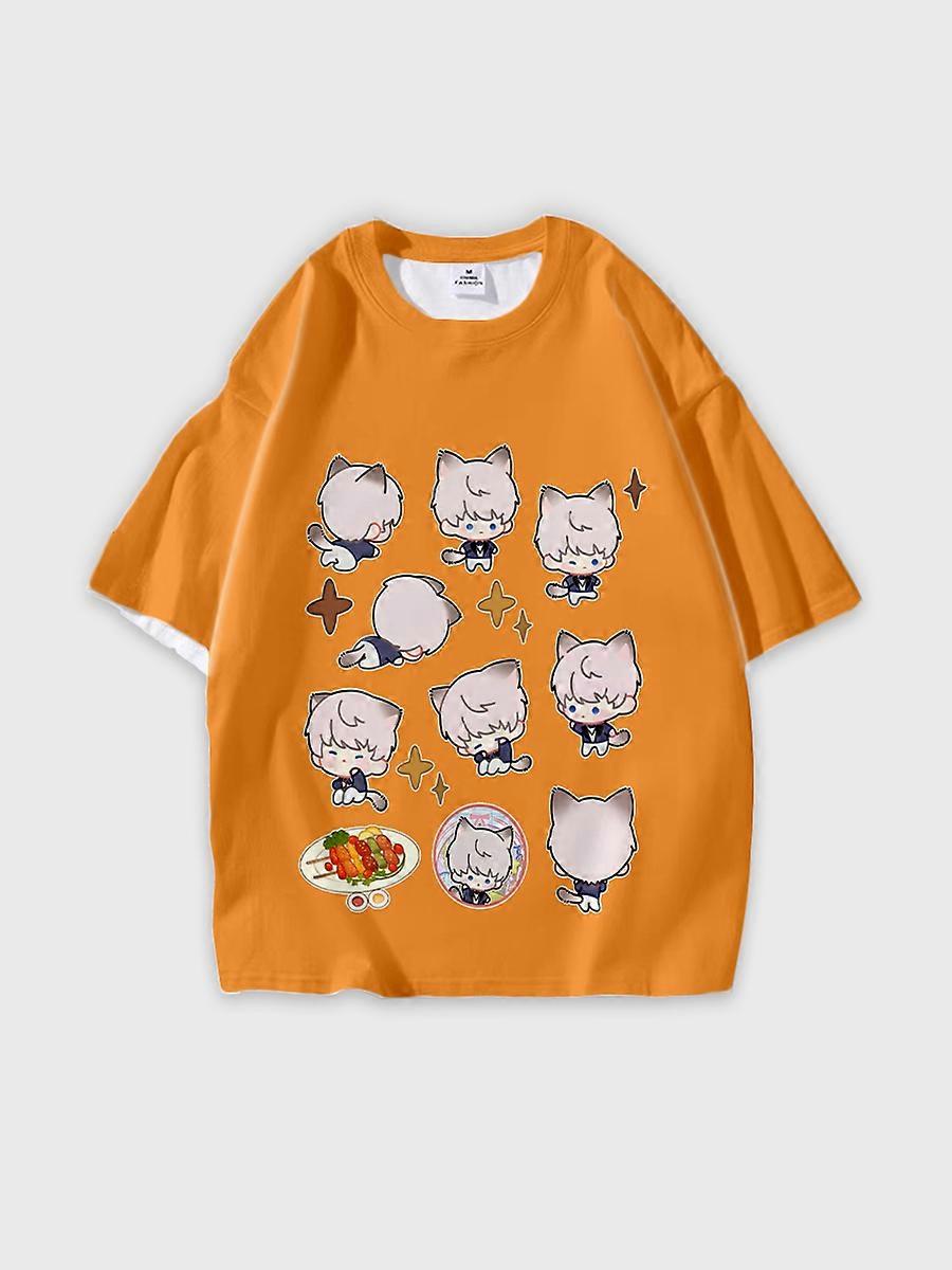 T-shirt round neck Role Pattern loose short sleeve E463