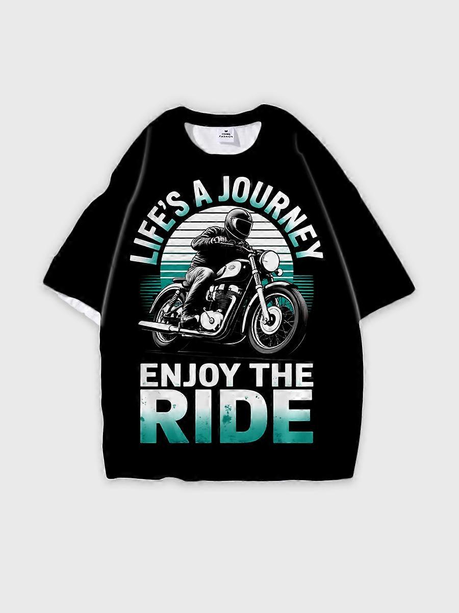 T-shirt round neck Pattern loose short sleeve E478