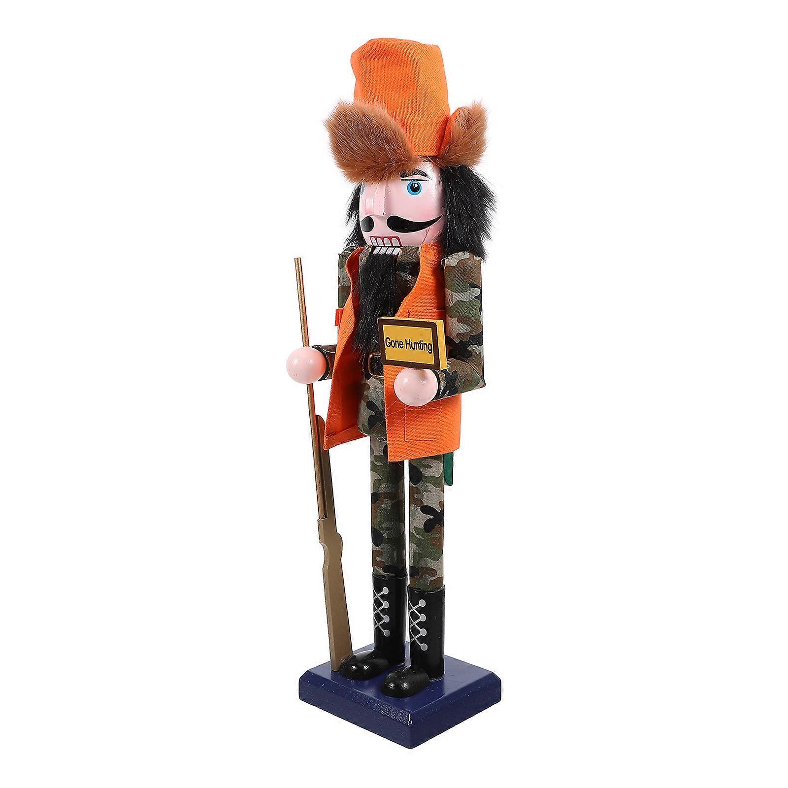 Camouflage Wood Nutcracker Figure for Kids Traditional Christmas Decoration Fits Desktop Displays 6.5 inches