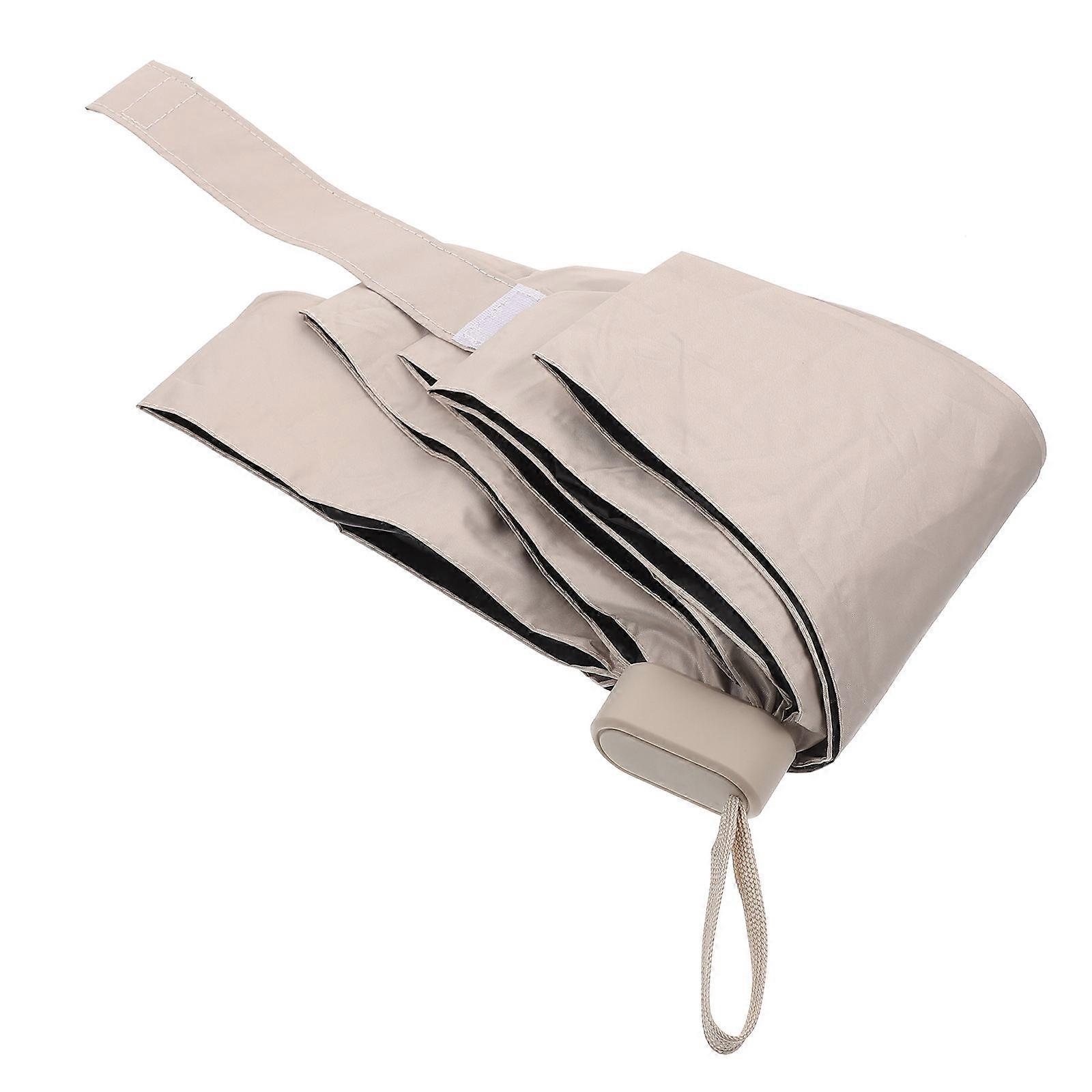 Umbrella Sun Protection Waterproof Folding Design For Girl Beige 1Pack