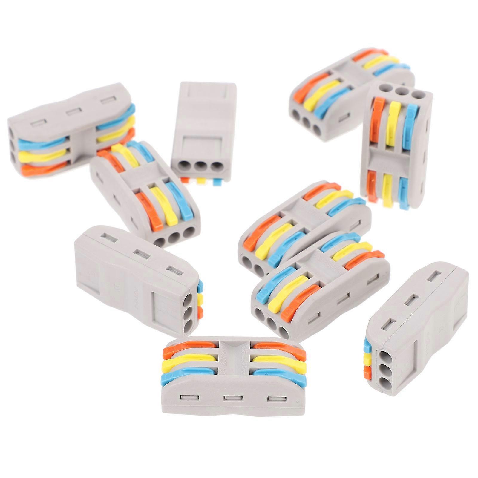 10pcs Lever Wire Connectors for Electrical Quick Splice Terminal Blocks Reusable Compact Connectors for Hard Soft Cables Home Wiring Projects