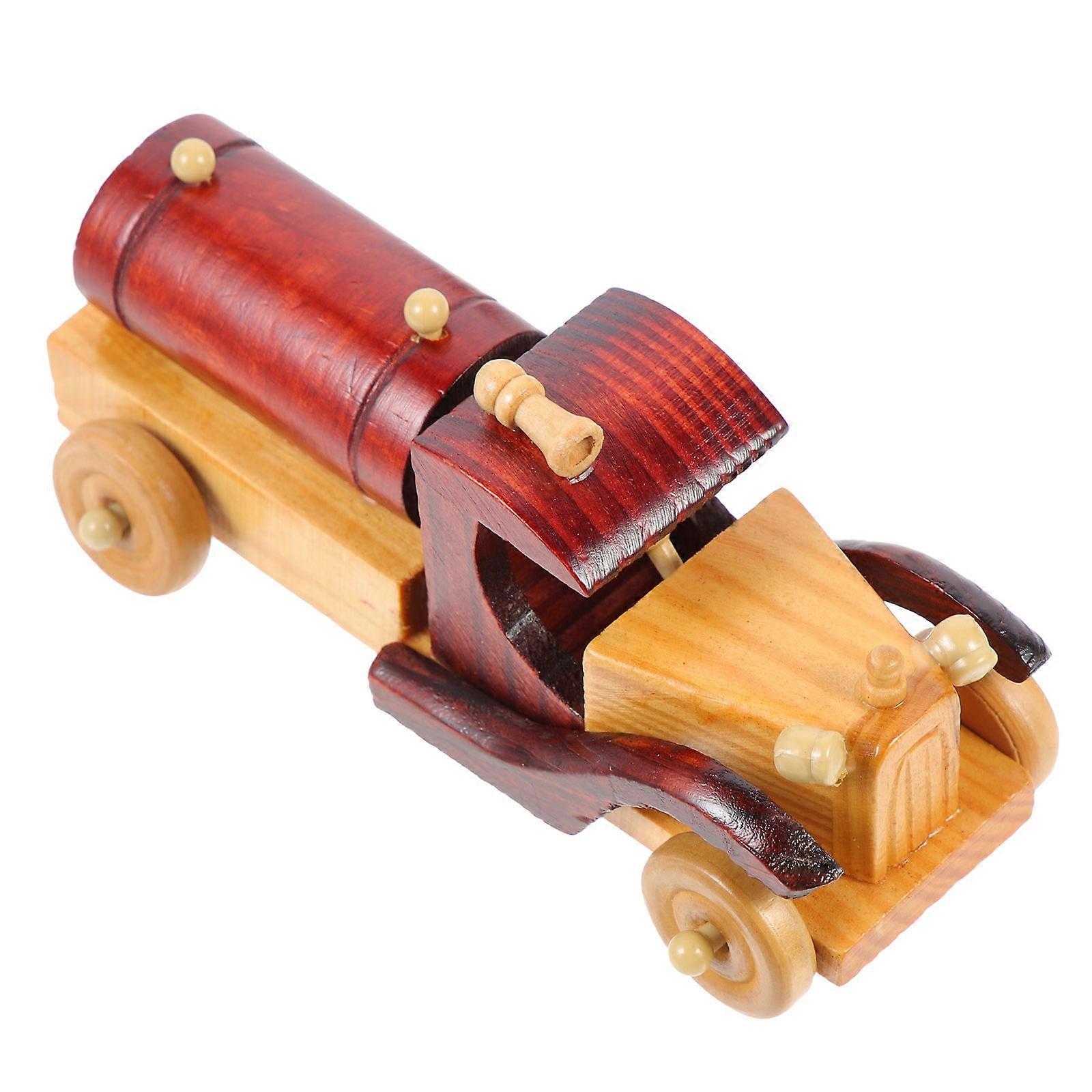 Retro Wood Car Model Decorative Statue for Home Use Multi Classic Mini Car 6.3 Inches