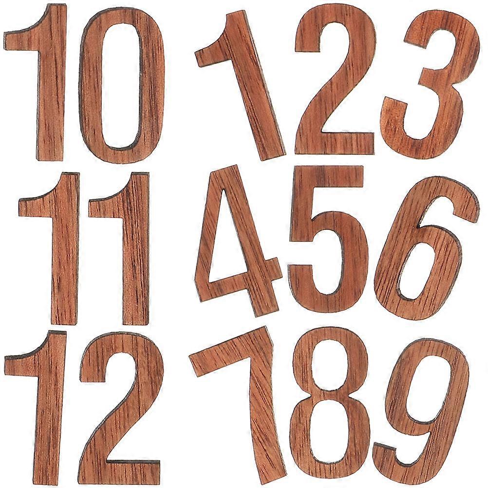 DIY Wall Clock Replacement Mechanism with Clear Numerals and Brown Wooden Hands for Home Decor 12pcs Kit